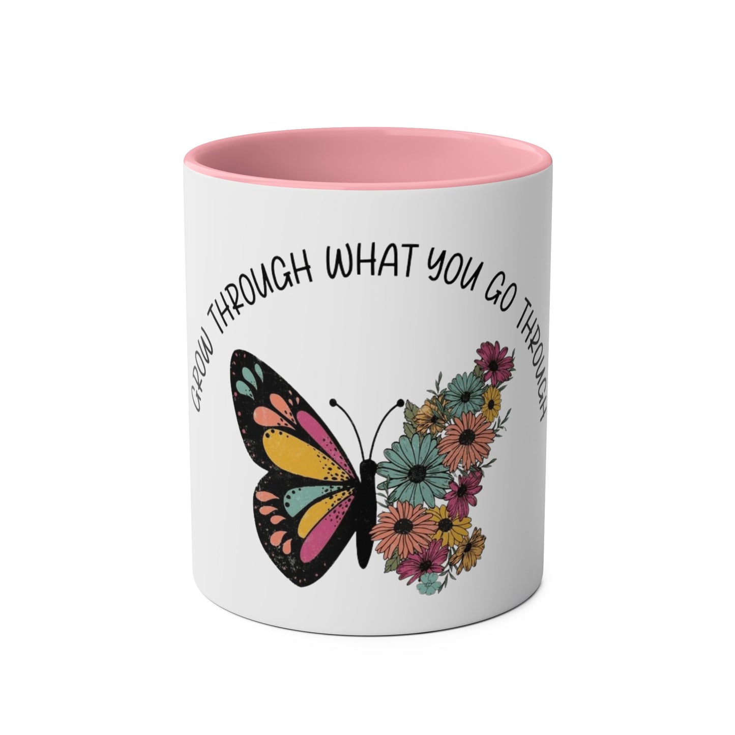 Start your day with meaning. Inspirational Two-Tone Mug for Growth Mindset, Butterfly Design, Coffee or Tea Lover Gift, Motivational Quote, Perfect for Self-Care