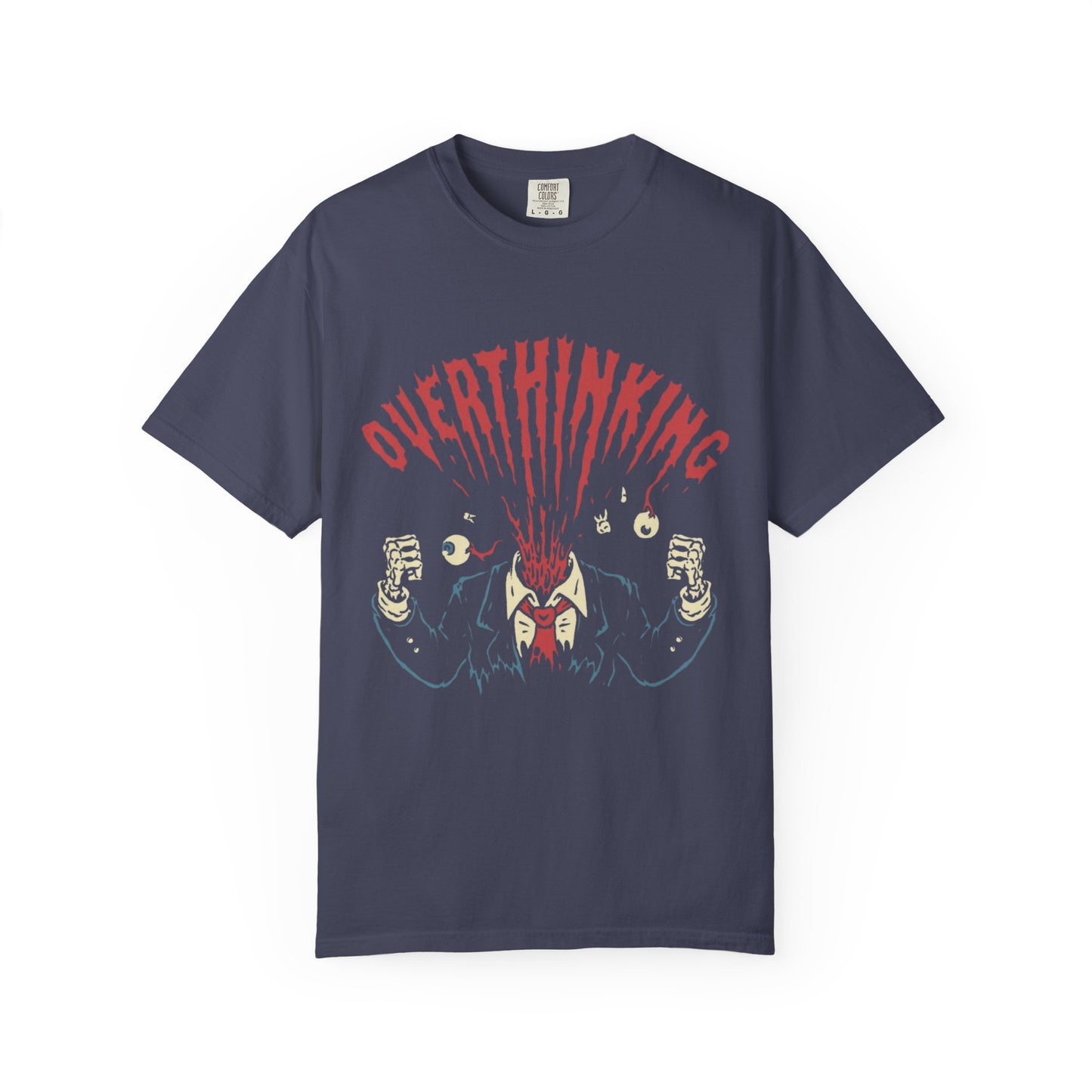 Mentally on Vacation Overthinking Garment-Dyed Unisex T-Shirt, Casual Wear, Gift for Anxiety Awareness, Self-Care Apparel, Unique Graphic Tee