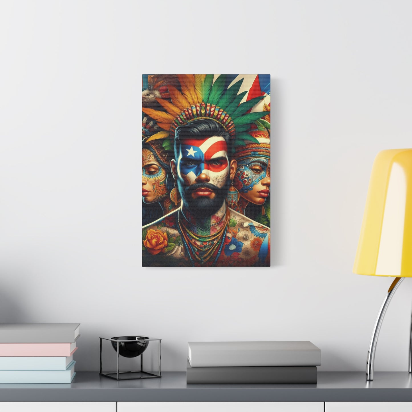 La Isla del Encanto Taíno Symbol Design Vibrant Cultural Art Canvas Print, Wall Decor, Home Decoration, Unique Artwork, Bohemian Style, Gift for Art Lovers