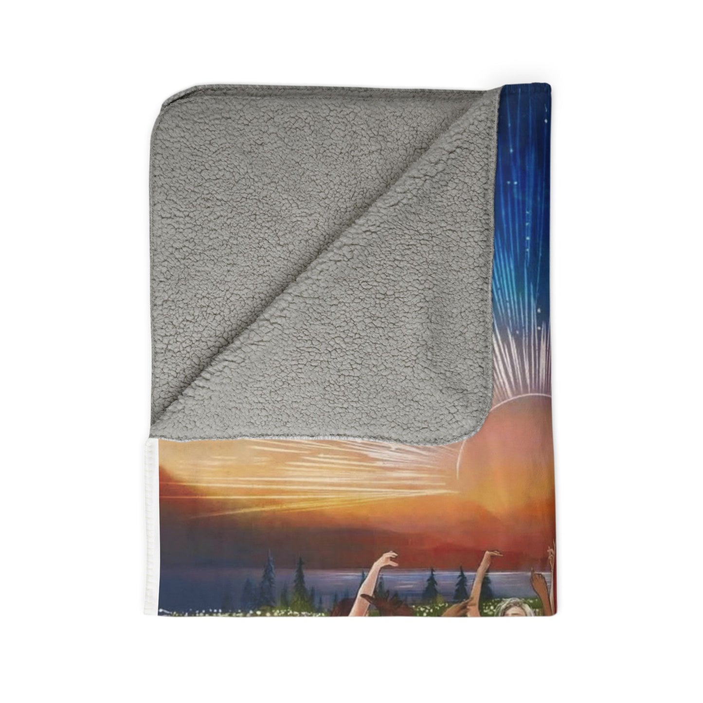 Sunset Dance Boho Sherpa Blanket – Cozy Fleece Throw for Nature Lovers & Evening Relaxation