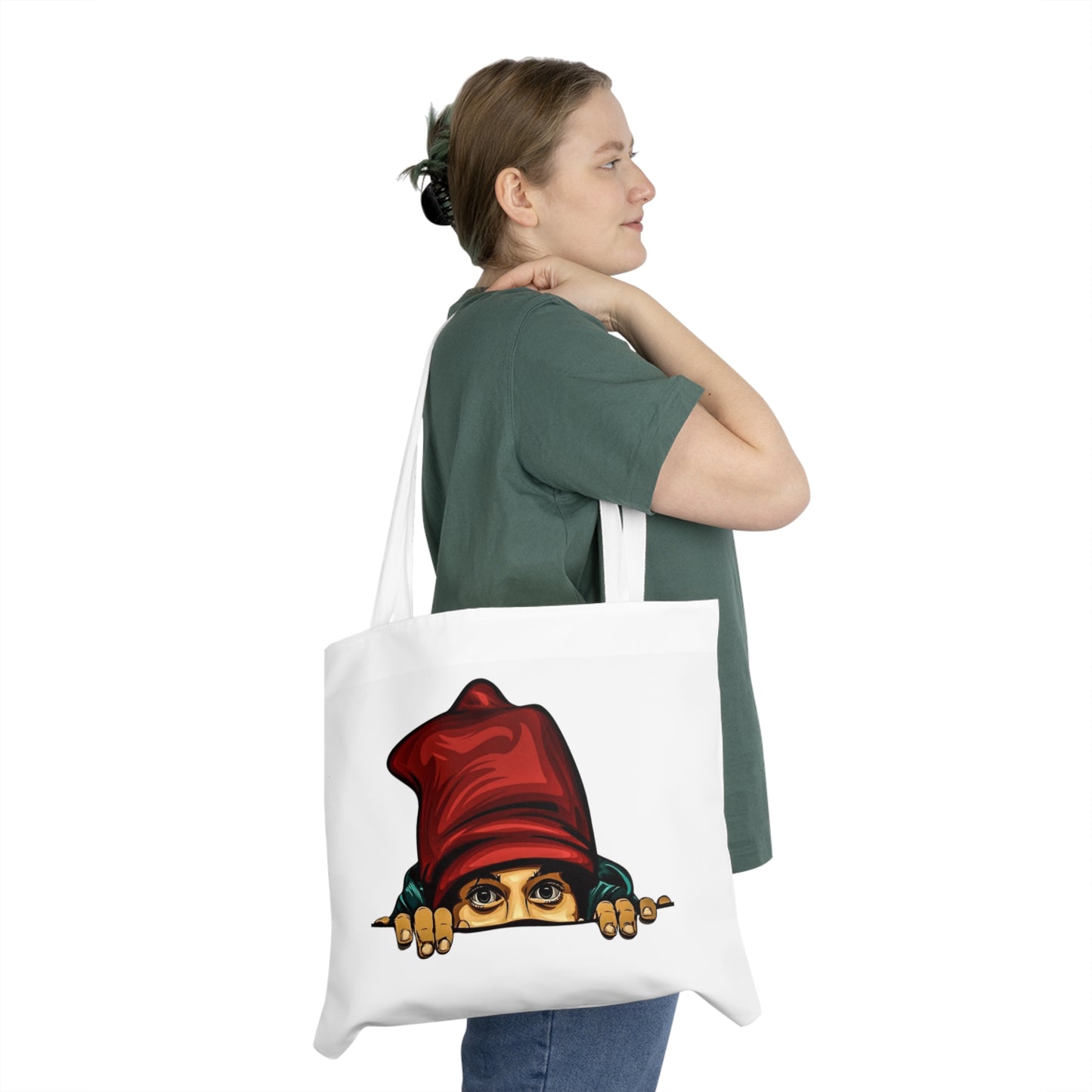 Cool Cartoon Shoulder Tote Bag with Peek-a-Boo Design, Ideal for Everyday Use, Shopping, Beach Trips, Gift Ideas, Eco-Friendly