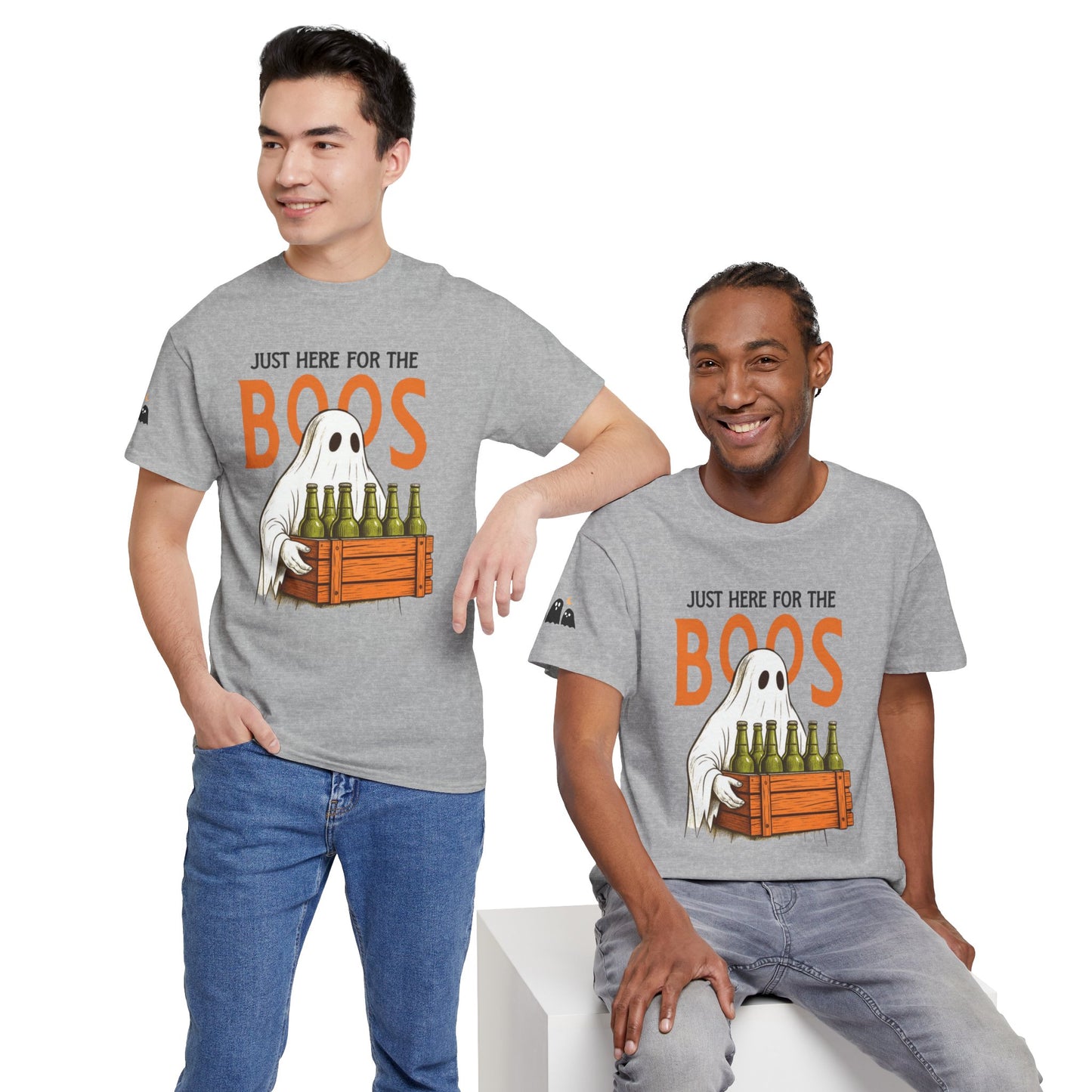 Just Here for the Boos Halloween Tee, Funny Ghost Shirt, Unisex Cotton T-Shirt, Spooky Party Apparel, Halloween Costume Top