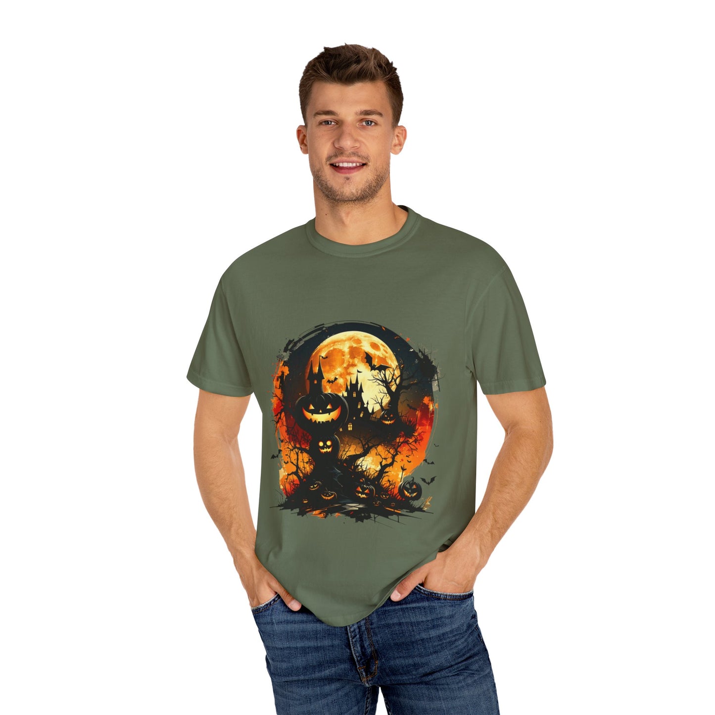 Halloween Moon Graphic T-shirt, Unisex Spooky Shirt, Fall Outfit, October Fest Tee, Halloween Party Wear, Trick or Treat T-shirt