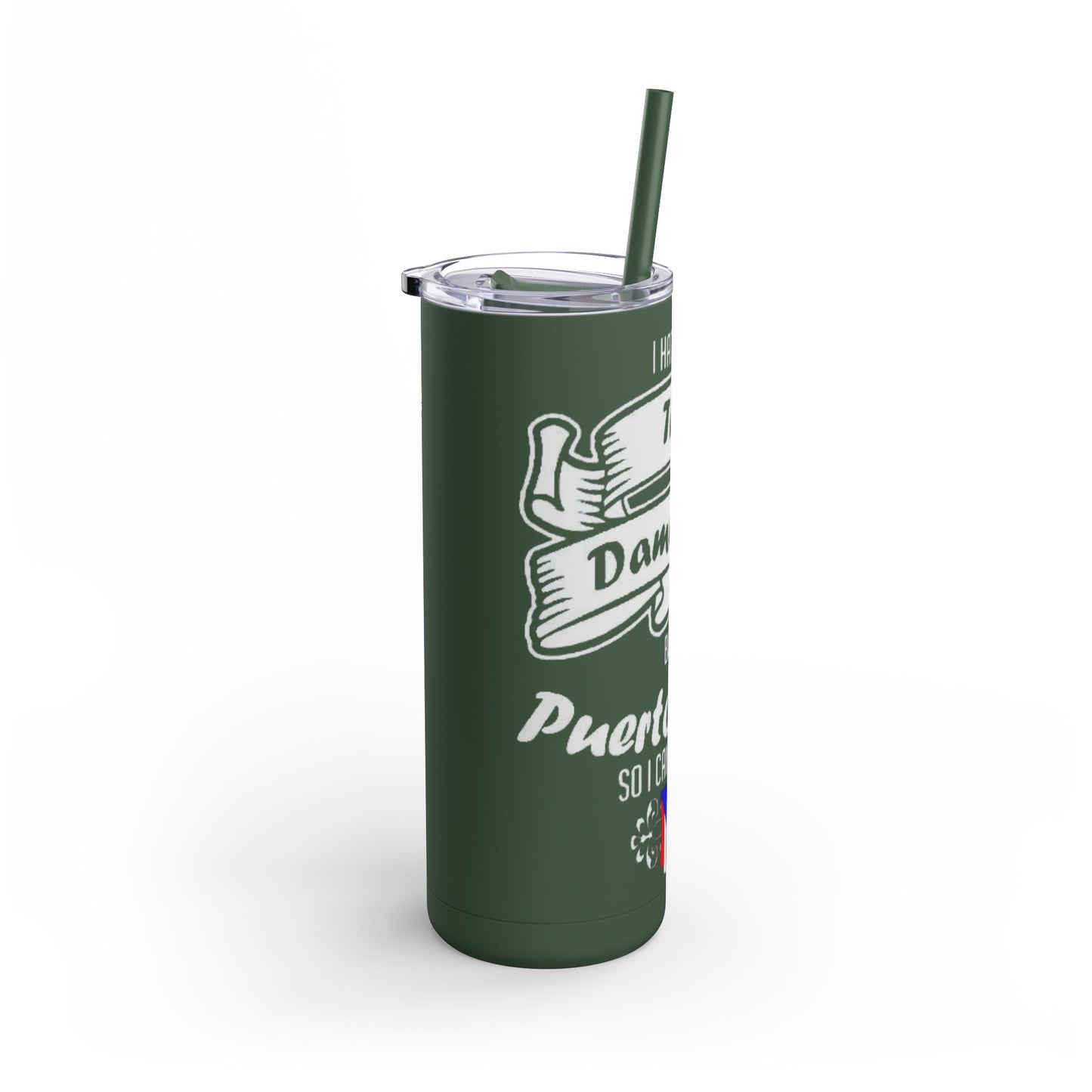 Puerto Rican Pride Skinny Matte Tumbler, 20oz | Perfect Gift for Afro-Latinx, Birthday, BBQ, Celebration, Fun Drinkware
