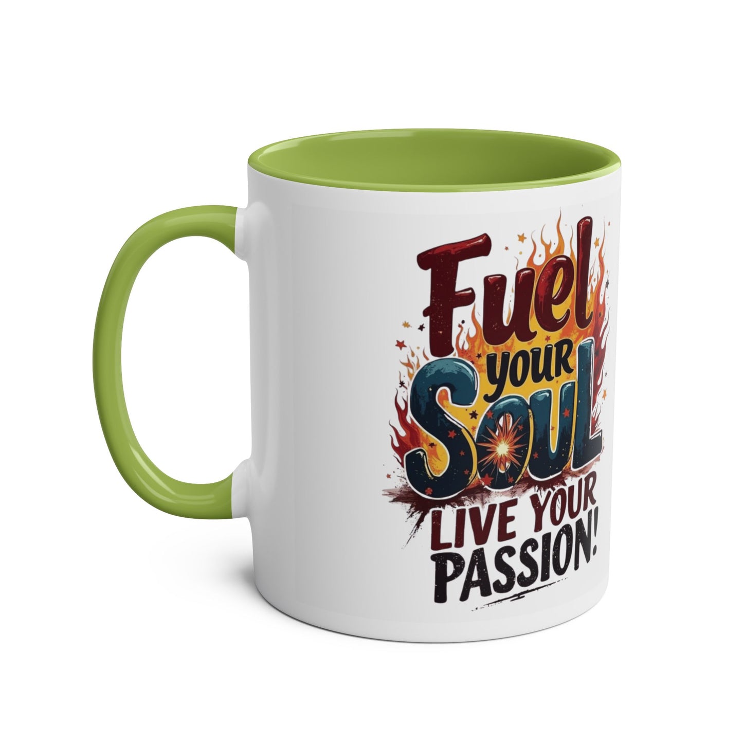 Fuel Your Soul Two-Tone Start your day with meaning. Coffee Mug | Inspirational Mug for Passionate Coffee Lovers, Gift for Creatives, Motivational Drinkware