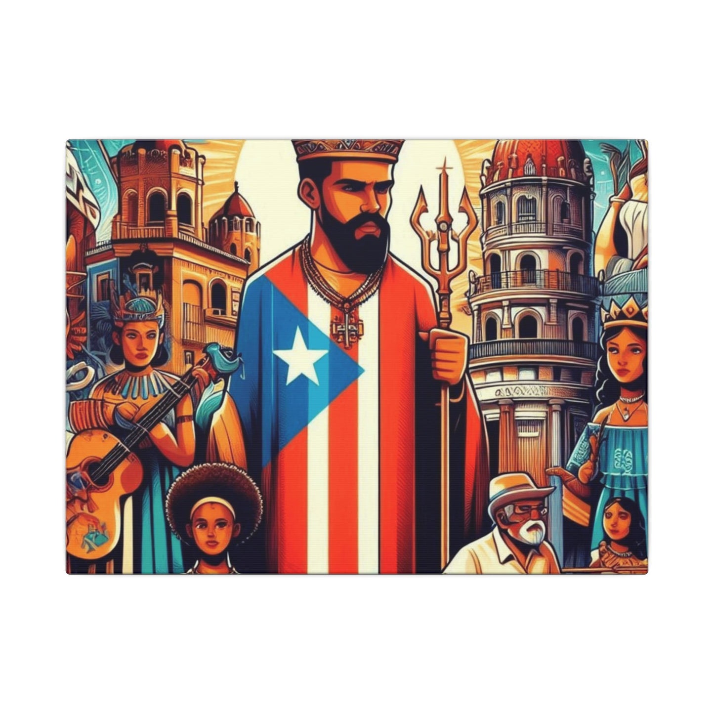Vibrant Puerto Rican Art Canvas, Cultural Wall Decor, Celebration Decor, Unique Gift, Home Accent, Multi-Size