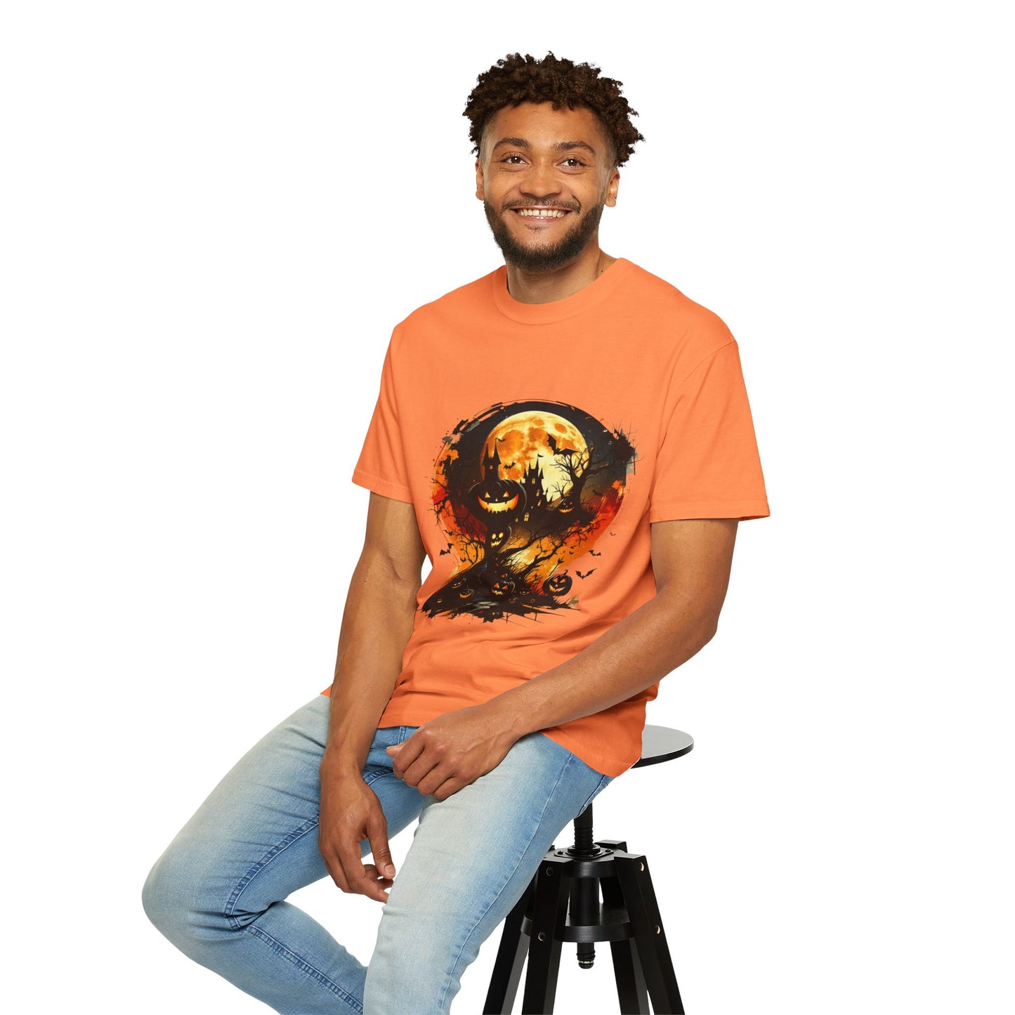 Halloween Moon Graphic T-shirt, Unisex Spooky Shirt, Fall Outfit, October Fest Tee, Halloween Party Wear, Trick or Treat T-shirt