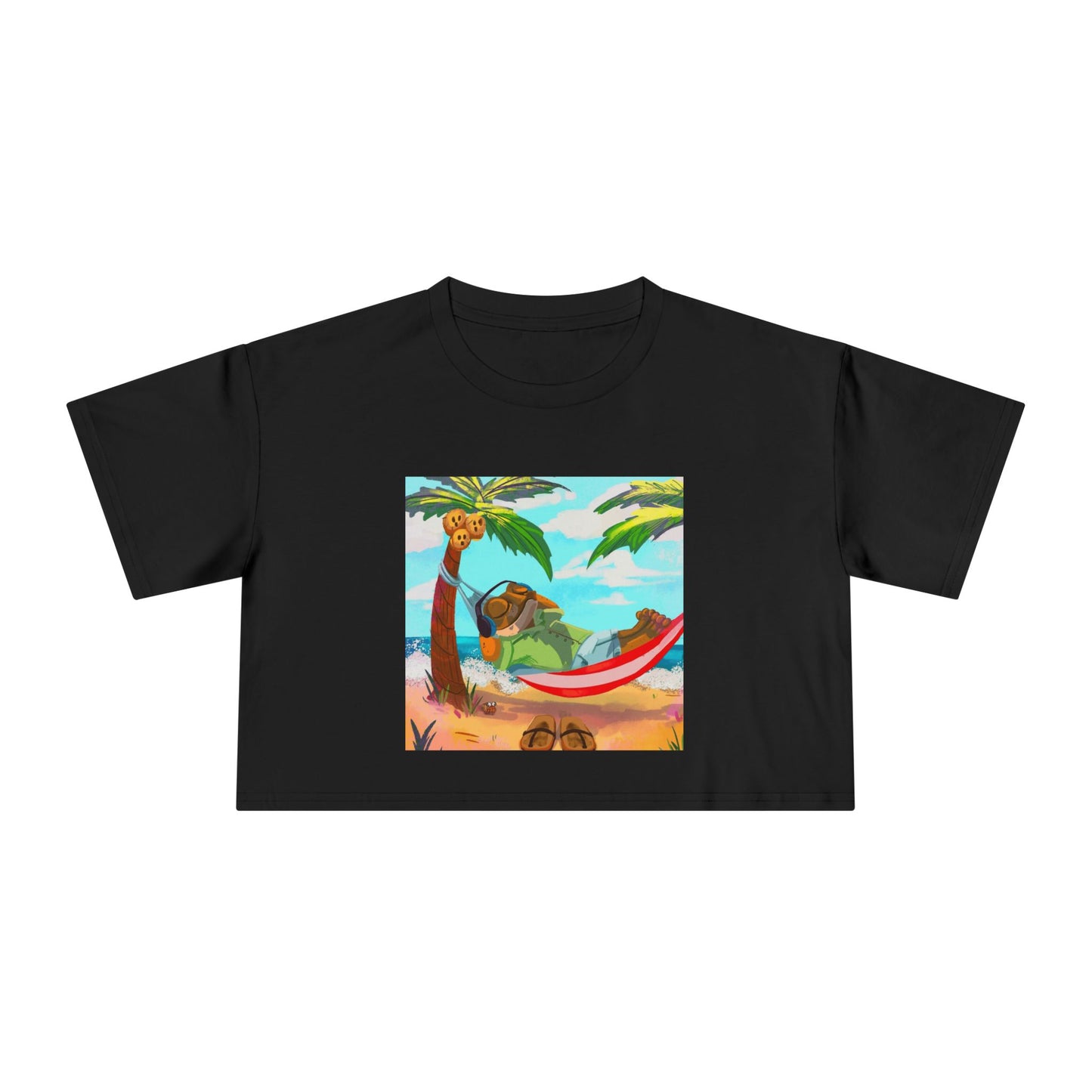 Boriqua T-Shirt Tropical Paradise Crop Tee - Chill Vibes, Women's Casual Top, Summer Style, Beachwear, Vacation Shirt