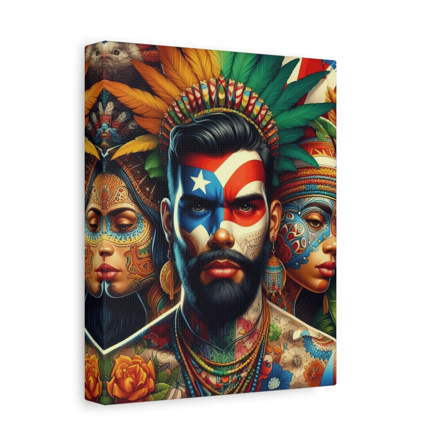 La Isla del Encanto Taíno Symbol Design Vibrant Cultural Art Canvas Print, Wall Decor, Home Decoration, Unique Artwork, Bohemian Style, Gift for Art Lovers