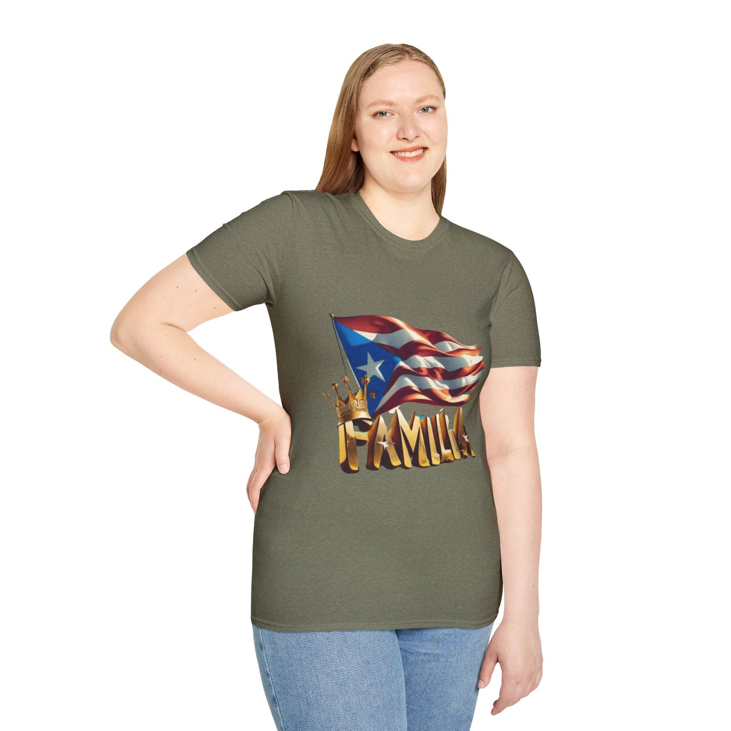 Puerto Rican Familia T-Shirt, Unisex Softstyle Tee, Patriotic Shirt, Family Unity Gift, Summer Celebration Apparel