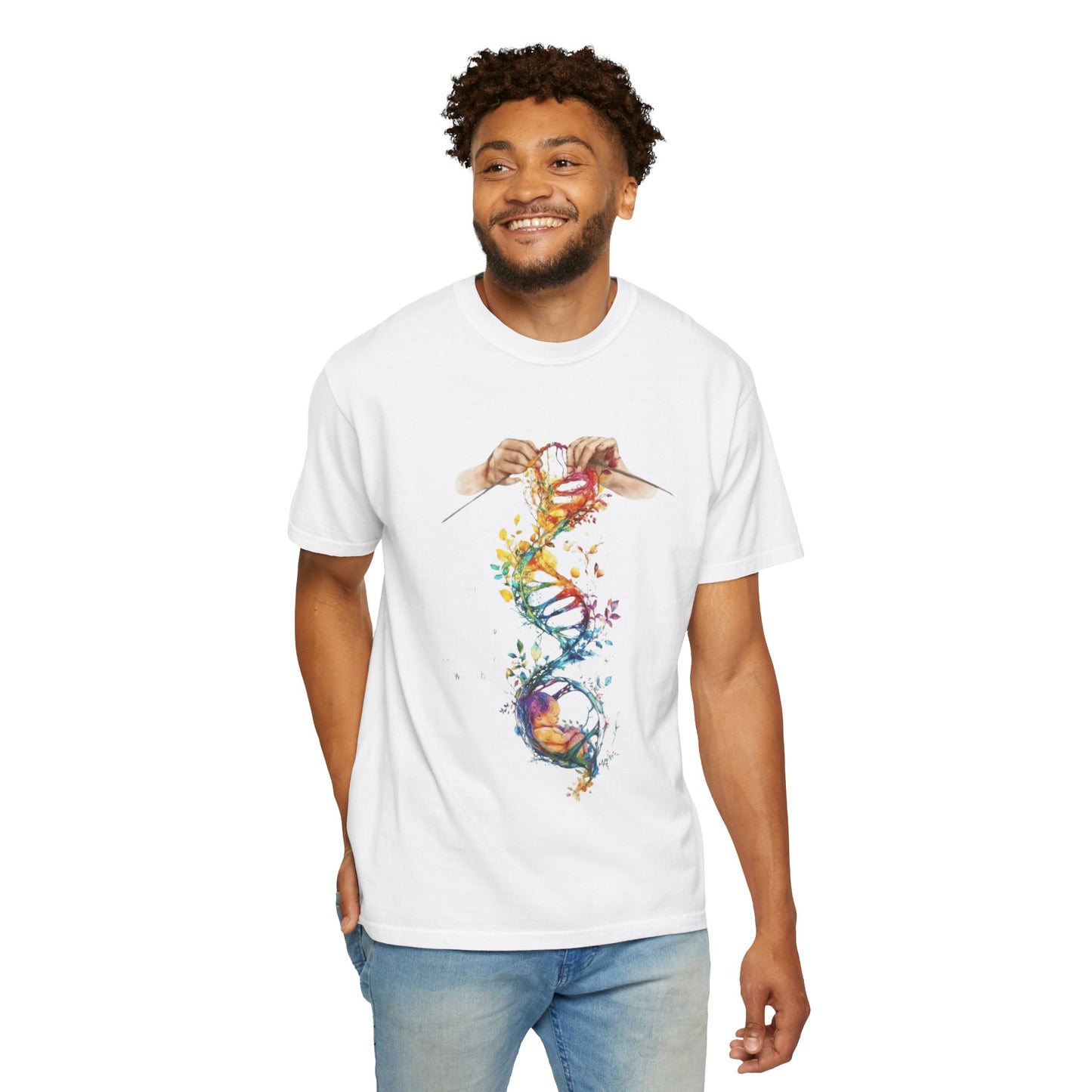 👚 Soft. Stylish. Mom-approved. Order now and gift her something she'll actually wear! Colorful DNA Art Unisex T-shirt, Science Tee, Creative Garment, Gift for Scientists,