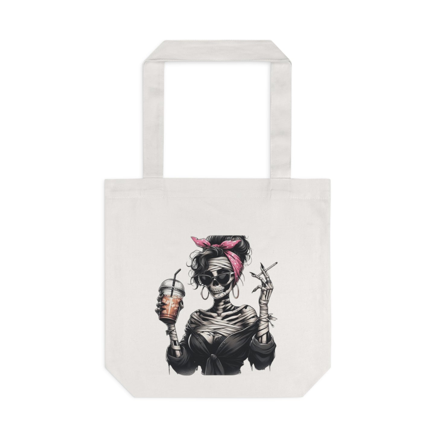Spooky Season Cotton Tote Bag, Halloween Tote, Skull Tote, Eco-Friendly Bag, Gothic Style, Perfect for Trick or Treating