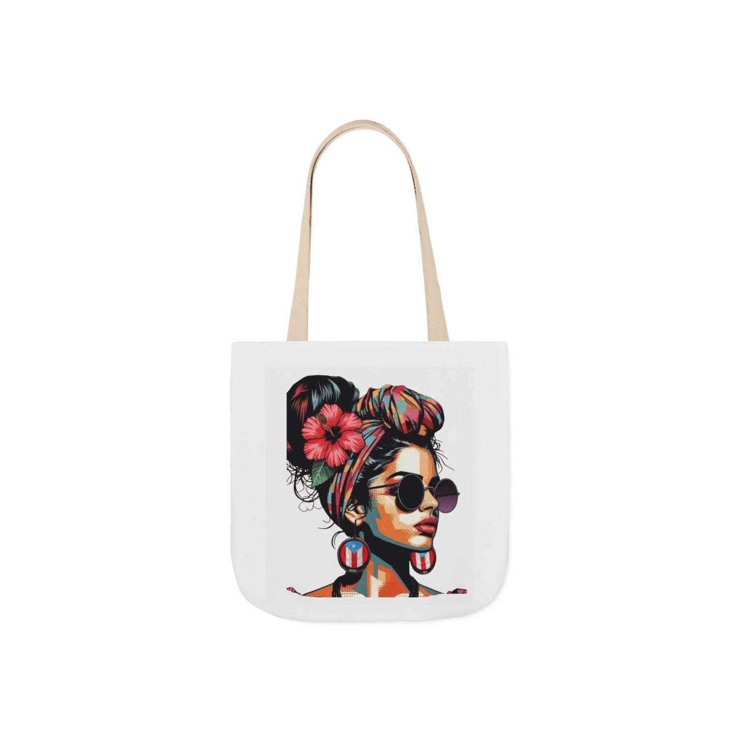 Carry Your Culture – Puerto Rican Pride in Every Step Chic Canvas Tote Bag - Stylish Floral Portrait, Trendy Beach Carryall, Mother's Day Gift, Everyday Shopper, Art Lovers Essential
