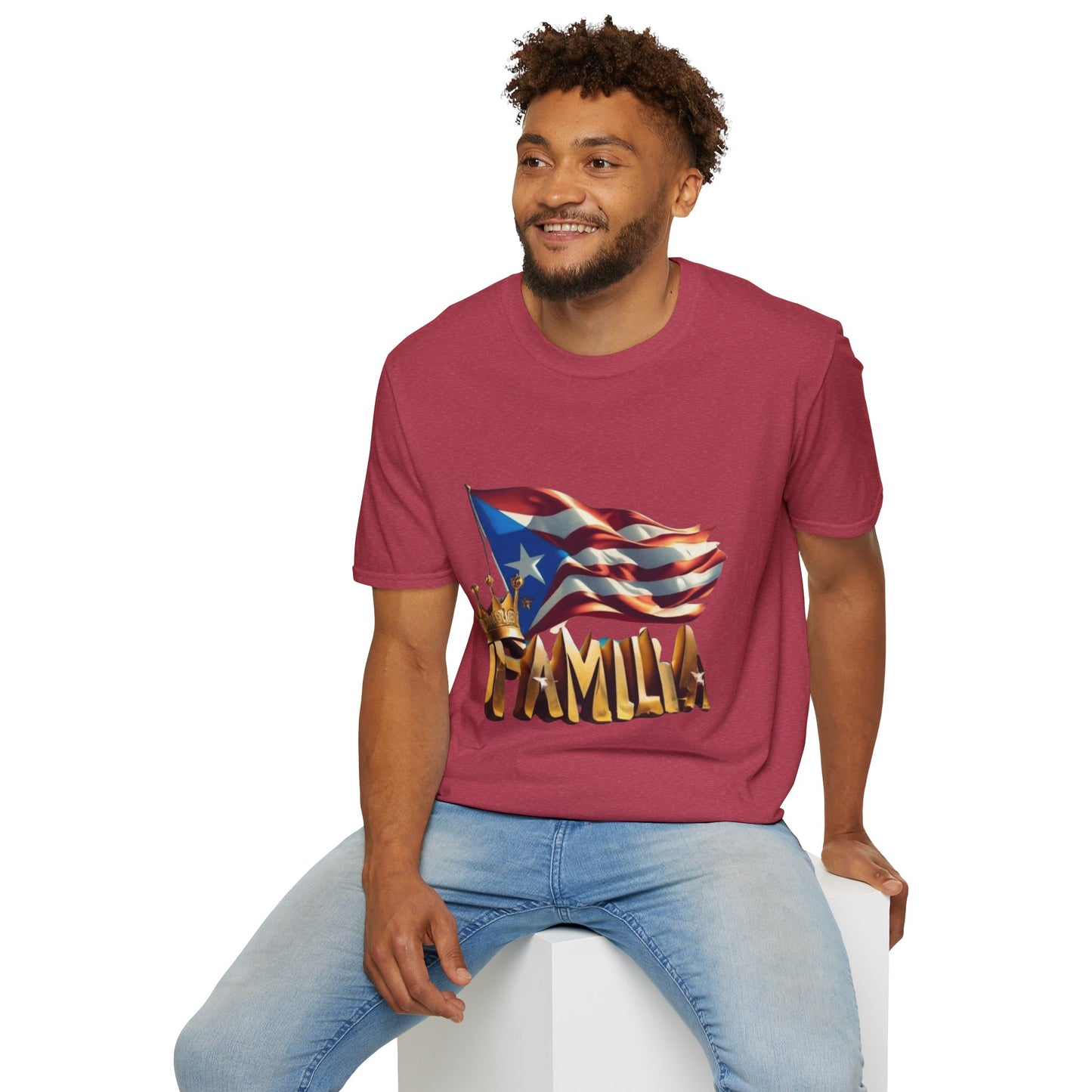 Puerto Rican Familia T-Shirt, Unisex Softstyle Tee, Patriotic Shirt, Family Unity Gift, Summer Celebration Apparel