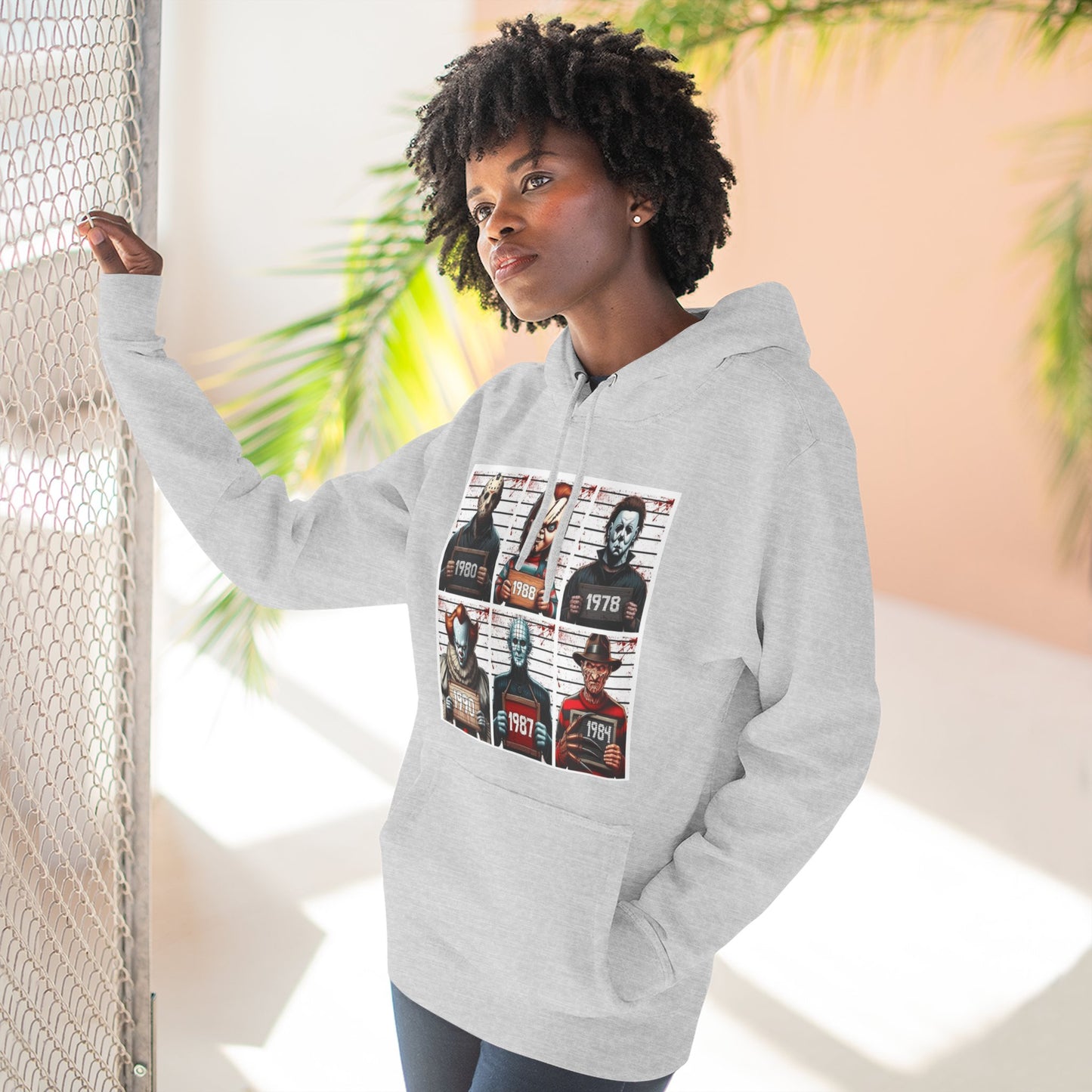 Spooky Vibes Only Halloween Sweater Retro Horror Movie Three-Panel Fleece Hoodie, Halloween Gift, Cozy Sweatshirt, Movie Lover Apparel, Vintage Movie Merchandise