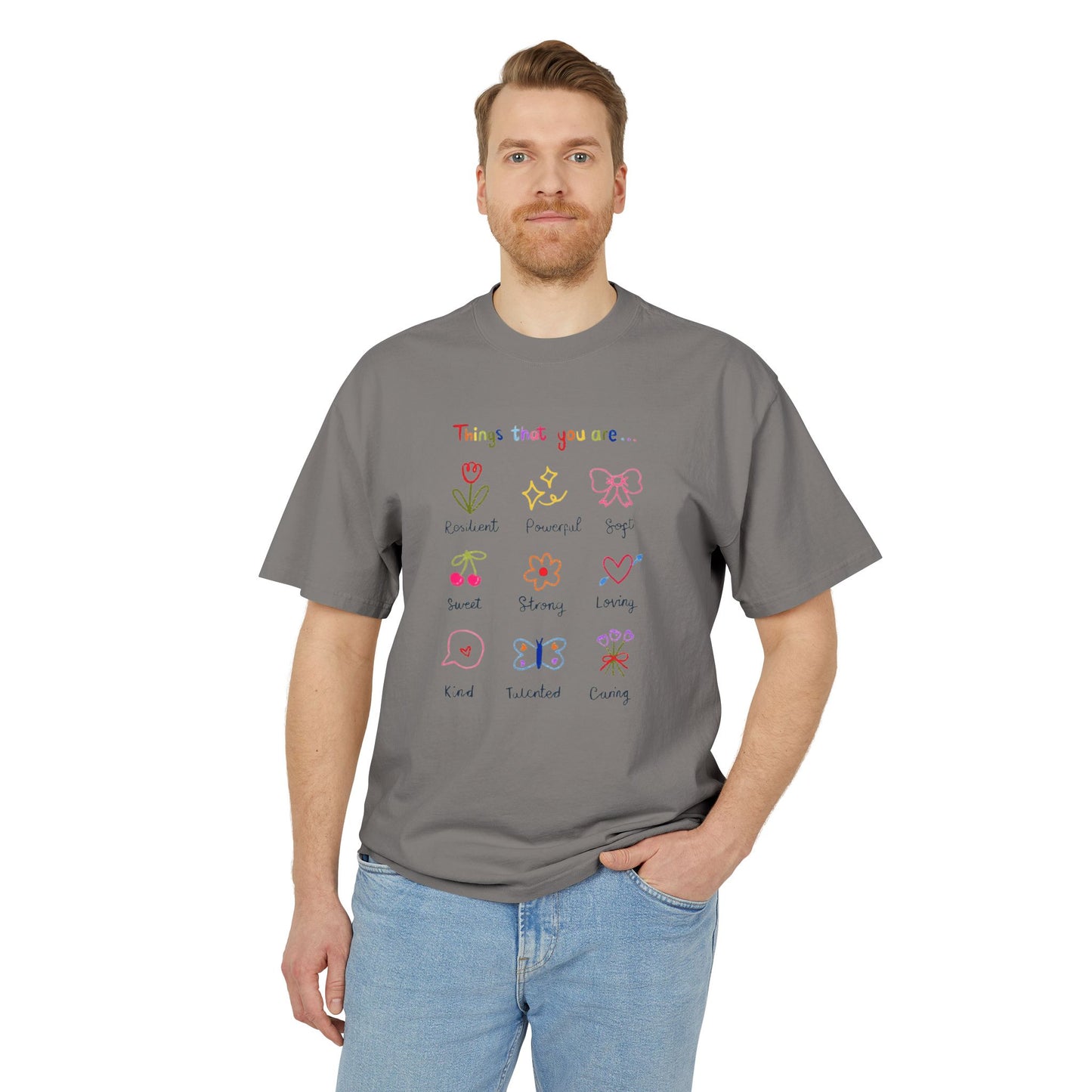 ✨ Let your outfit reflect your inner peace. Unisex Heavy Faded Tee with Whimsical Floral Design, Cute Gift, Casual Wear, Spring Style, Everyday Comfort