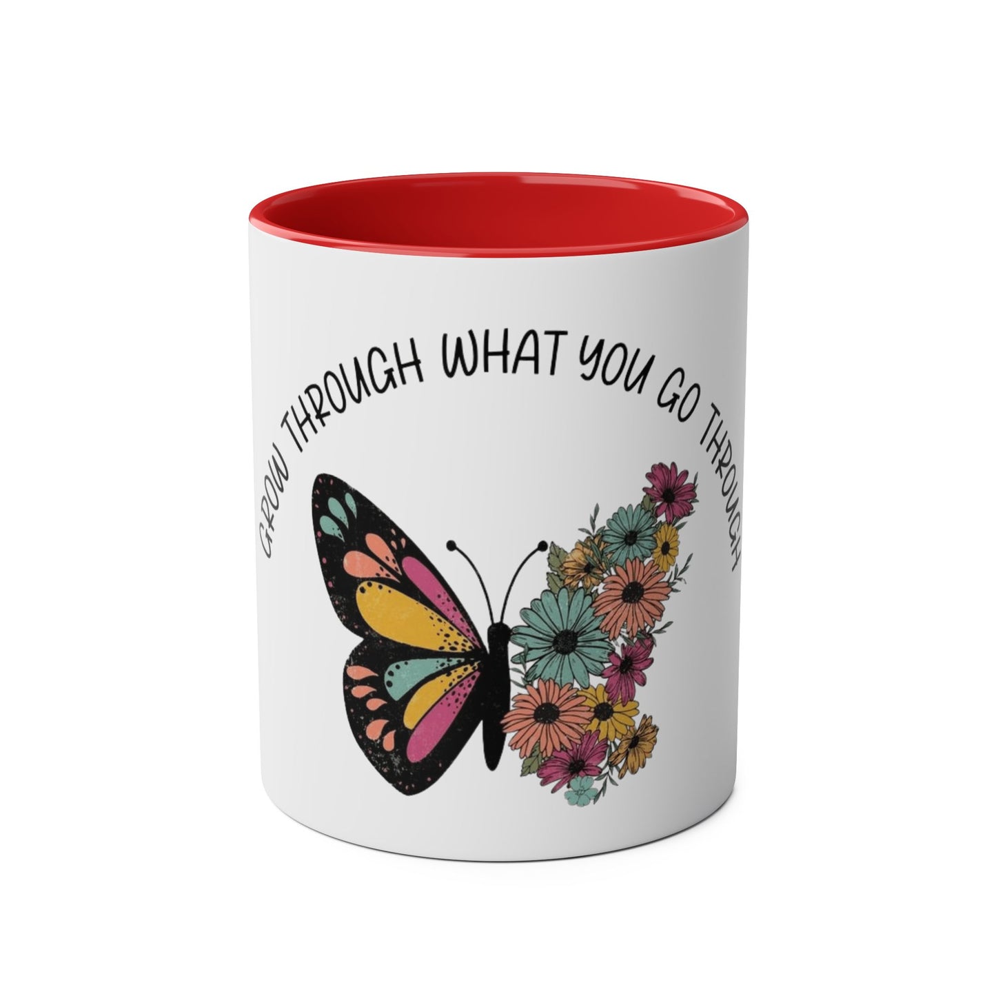 Start your day with meaning. Inspirational Two-Tone Mug for Growth Mindset, Butterfly Design, Coffee or Tea Lover Gift, Motivational Quote, Perfect for Self-Care