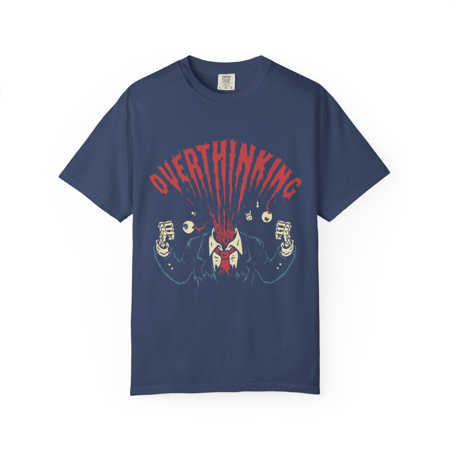 Mentally on Vacation Overthinking Garment-Dyed Unisex T-Shirt, Casual Wear, Gift for Anxiety Awareness, Self-Care Apparel, Unique Graphic Tee