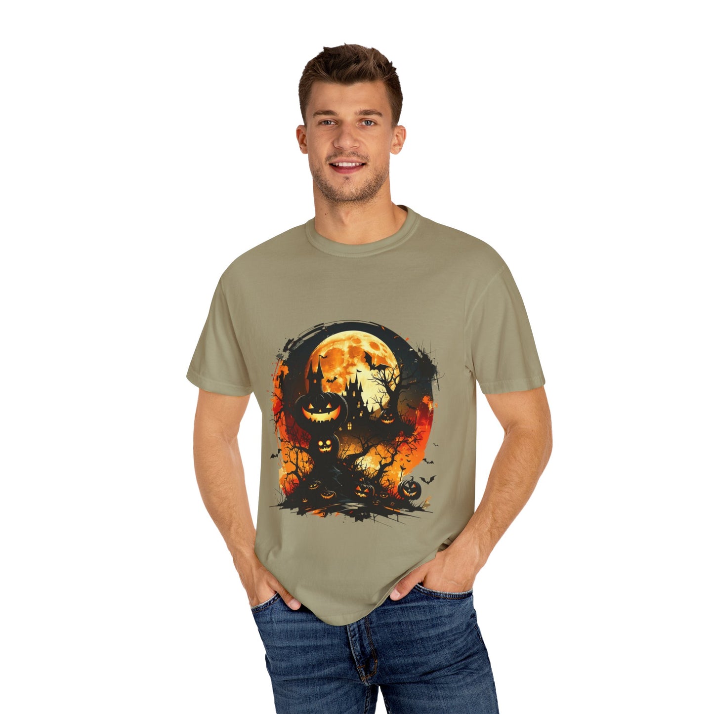 Halloween Moon Graphic T-shirt, Unisex Spooky Shirt, Fall Outfit, October Fest Tee, Halloween Party Wear, Trick or Treat T-shirt