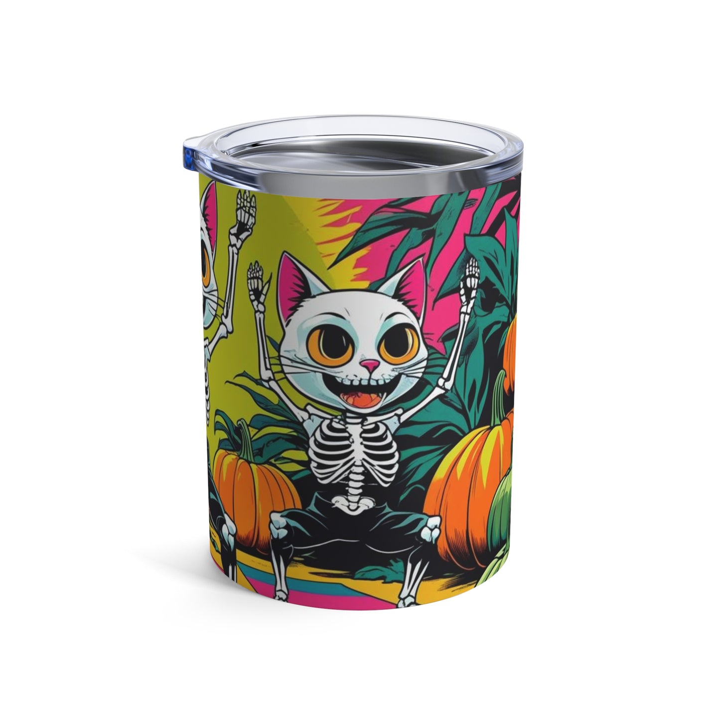 Vibrant Halloween Tumbler, Day of the Dead Mug, Skull Design Cup, Fall Pumpkin Drinkware, Spooky Party Essentials