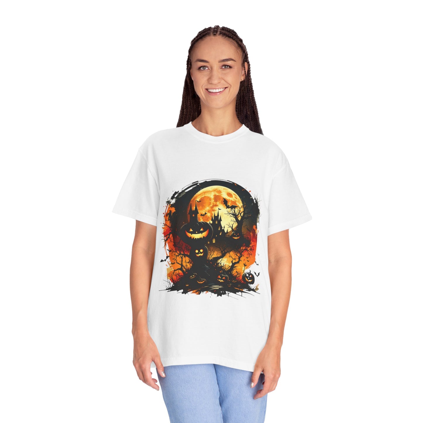 Halloween Moon Graphic T-shirt, Unisex Spooky Shirt, Fall Outfit, October Fest Tee, Halloween Party Wear, Trick or Treat T-shirt