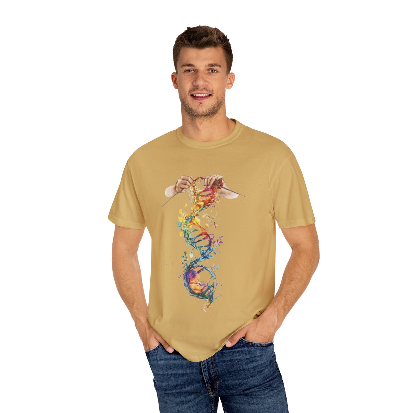 👚 Soft. Stylish. Mom-approved. Order now and gift her something she'll actually wear! Colorful DNA Art Unisex T-shirt, Science Tee, Creative Garment, Gift for Scientists,