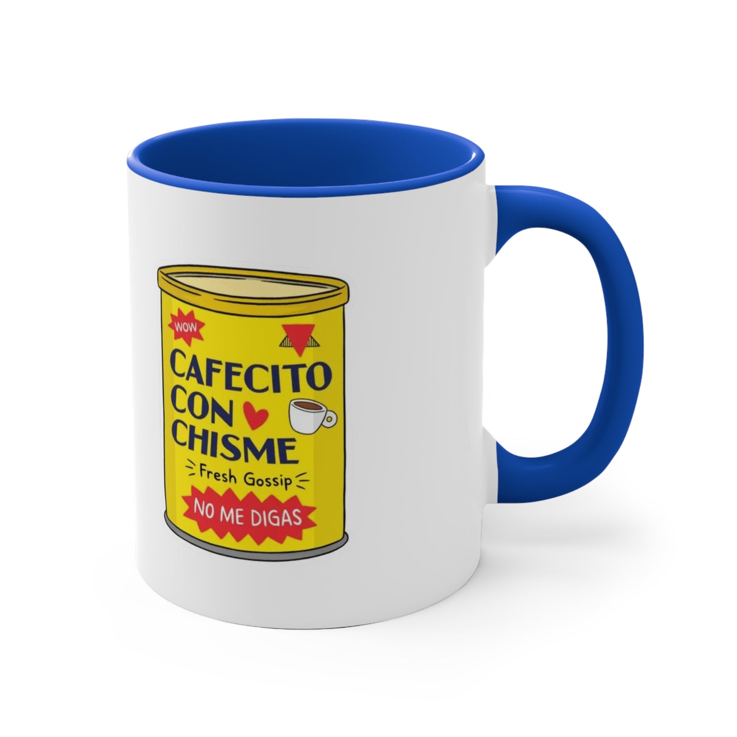 Cafecito Con Chisme Accent Mug, Coffee Lover Gift, Fun Gossip Mug, Red Handle Mug, Unique Kitchen Decor