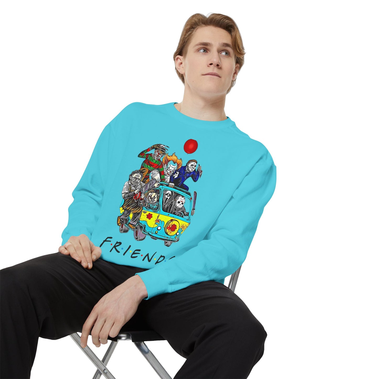 Friends-Inspired Unisex Garment-Dyed Sweatshirt, Cozy Casual Wear, Unique Graphic Sweatshirt, Perfect Gift, Everyday Style