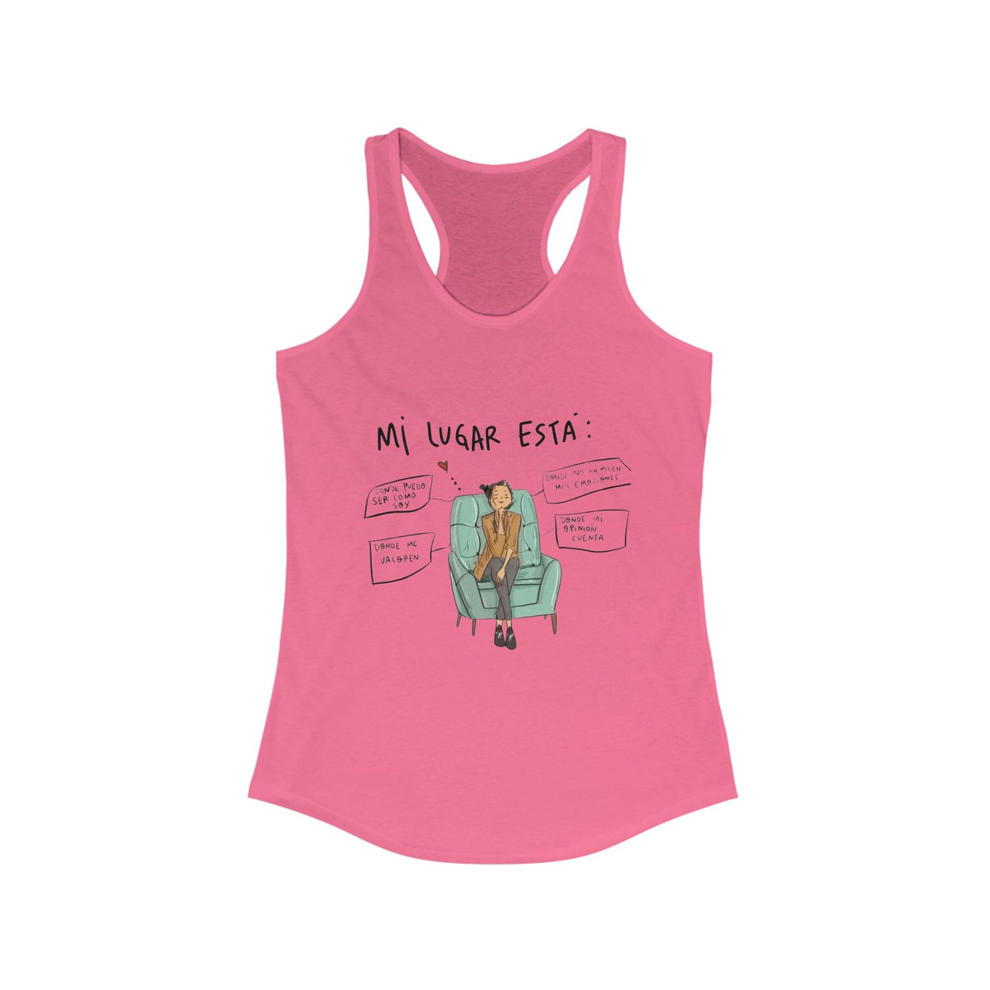 Women's Ideal Racerback Tank with Trendy Illustration, Ideal for Summer, Fitness, Casual Wear, Gifts, Everyday Style