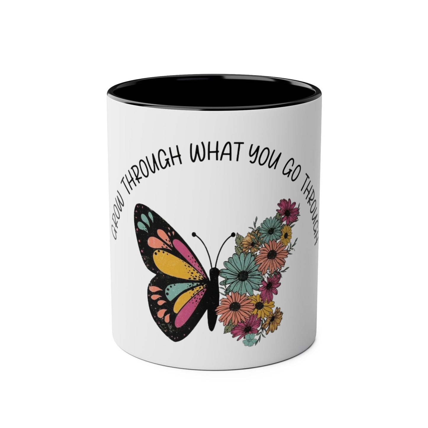 Start your day with meaning. Inspirational Two-Tone Mug for Growth Mindset, Butterfly Design, Coffee or Tea Lover Gift, Motivational Quote, Perfect for Self-Care