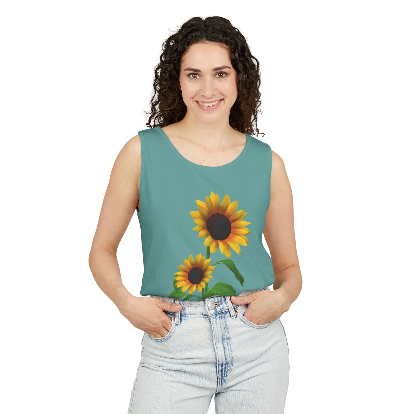 Sunflower Unisex Tank Top - Relaxed Summer Wear, Gift for Garden Lovers, Casual Beach Vibes, Perfect for Spring Celebrations, Gift Idea
