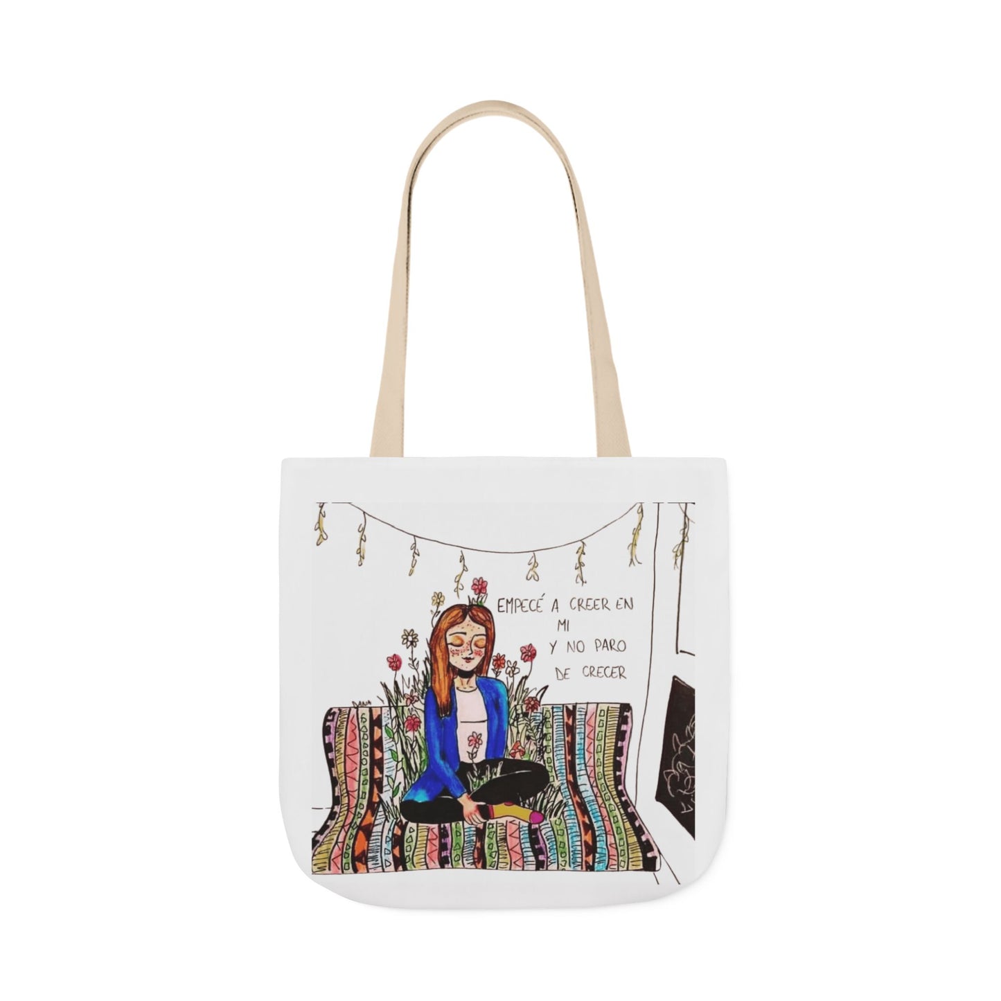 Lleva inspiración contigo a donde vayas Bohemian Style Canvas Tote Bag, Inspirational Art, Ideal for Gifts, Eco-Friendly Shopping, Beach Days, Travel Adventures