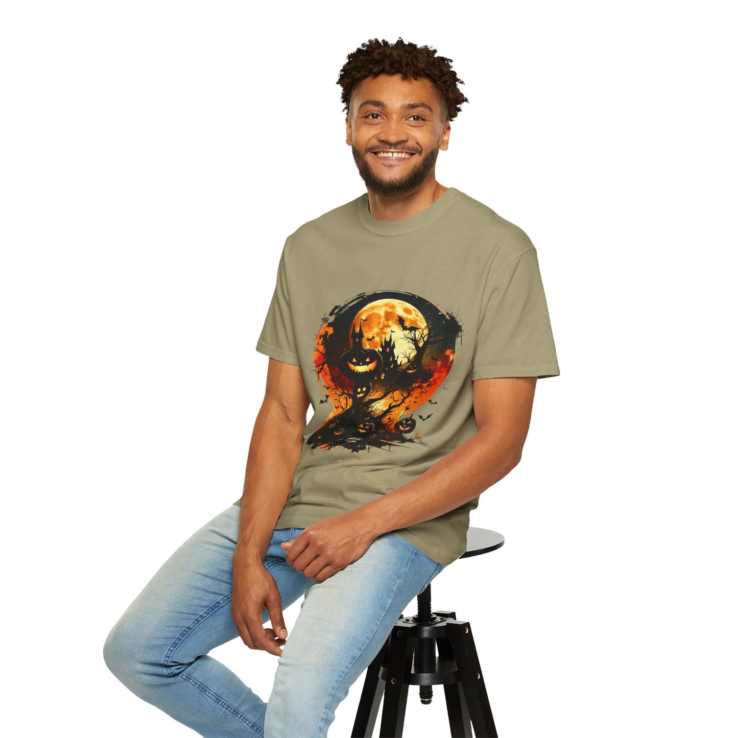 Halloween Moon Graphic T-shirt, Unisex Spooky Shirt, Fall Outfit, October Fest Tee, Halloween Party Wear, Trick or Treat T-shirt
