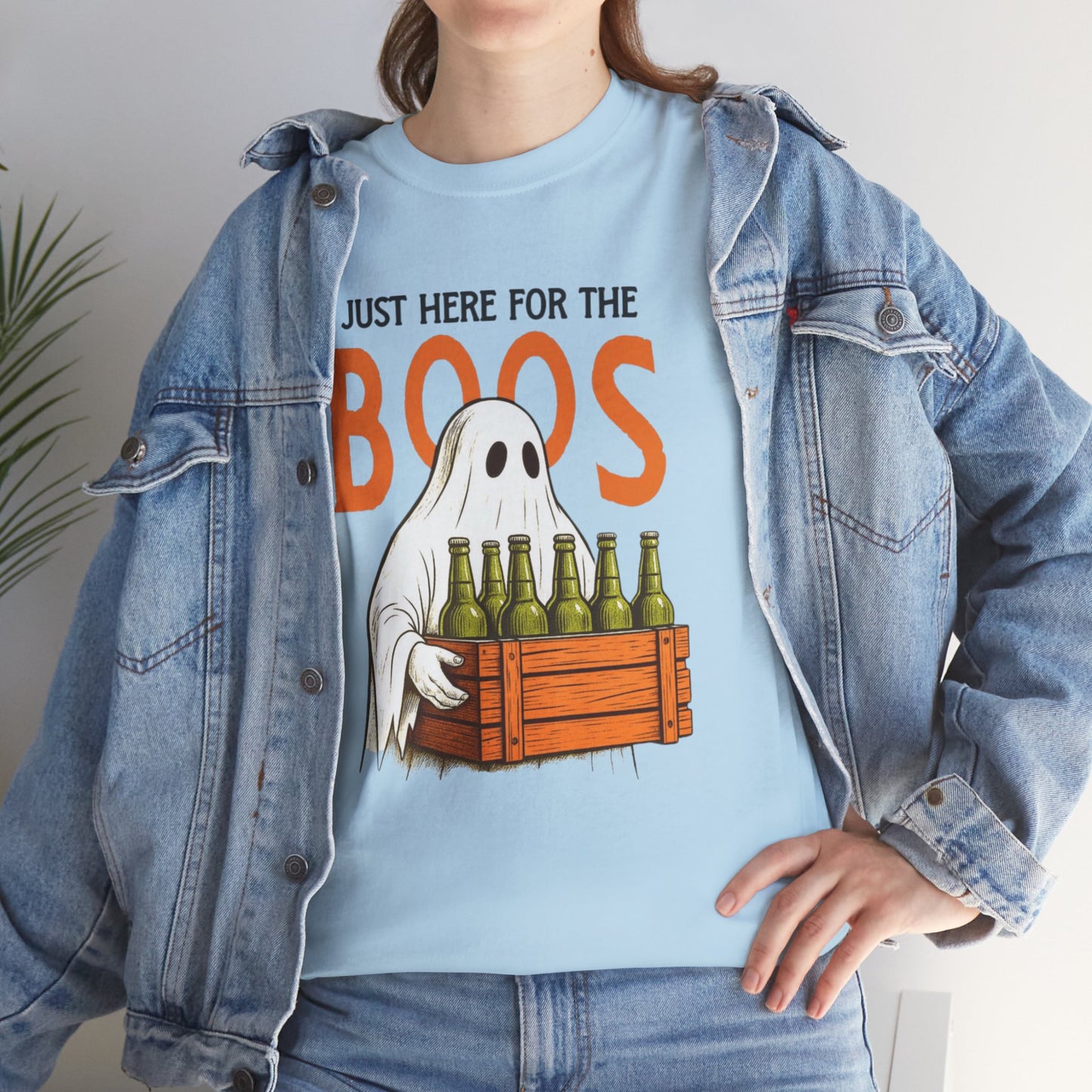Just Here for the Boos Halloween Tee, Funny Ghost Shirt, Unisex Cotton T-Shirt, Spooky Party Apparel, Halloween Costume Top