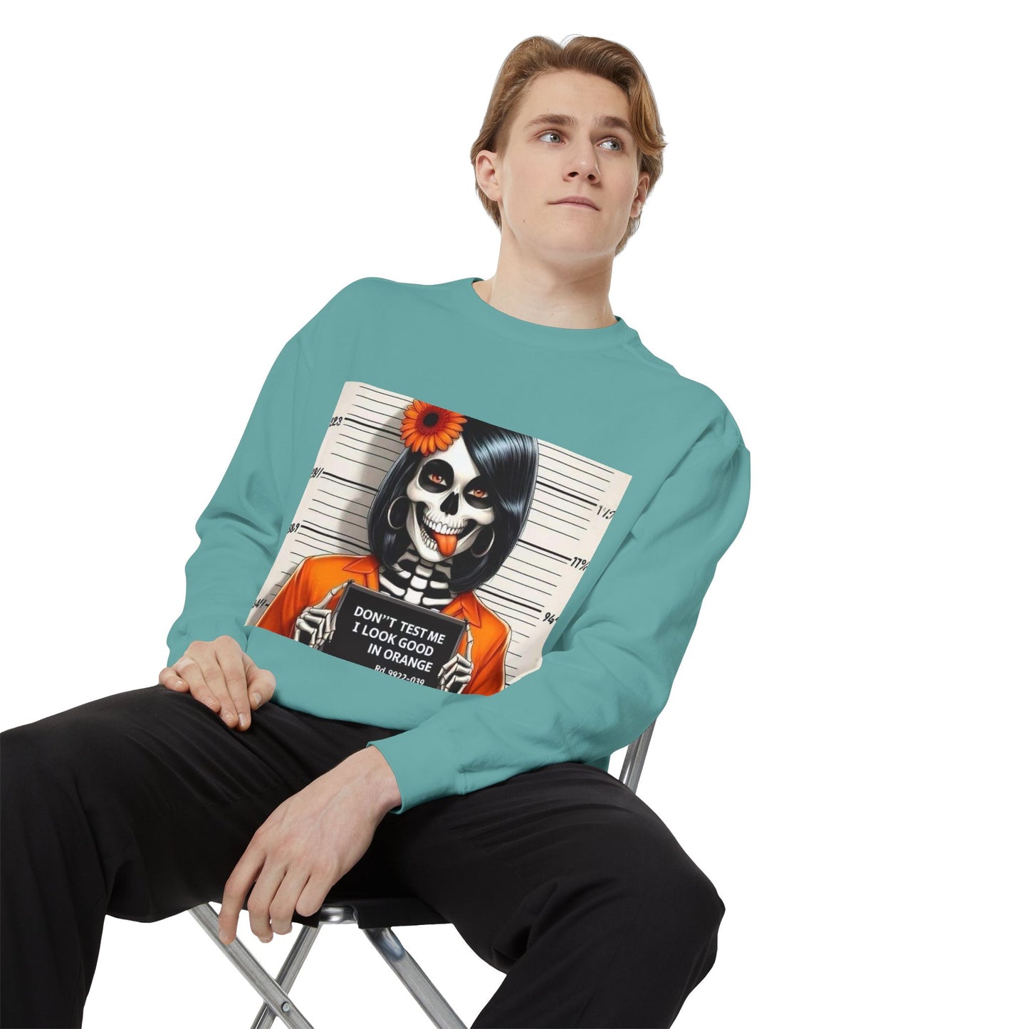 “Too Cool to Be Cold” Funny Sweater Unisex Skull Sweatshirt with Quote | Cozy Halloween Fashion, Gift for Fall Celebrations,