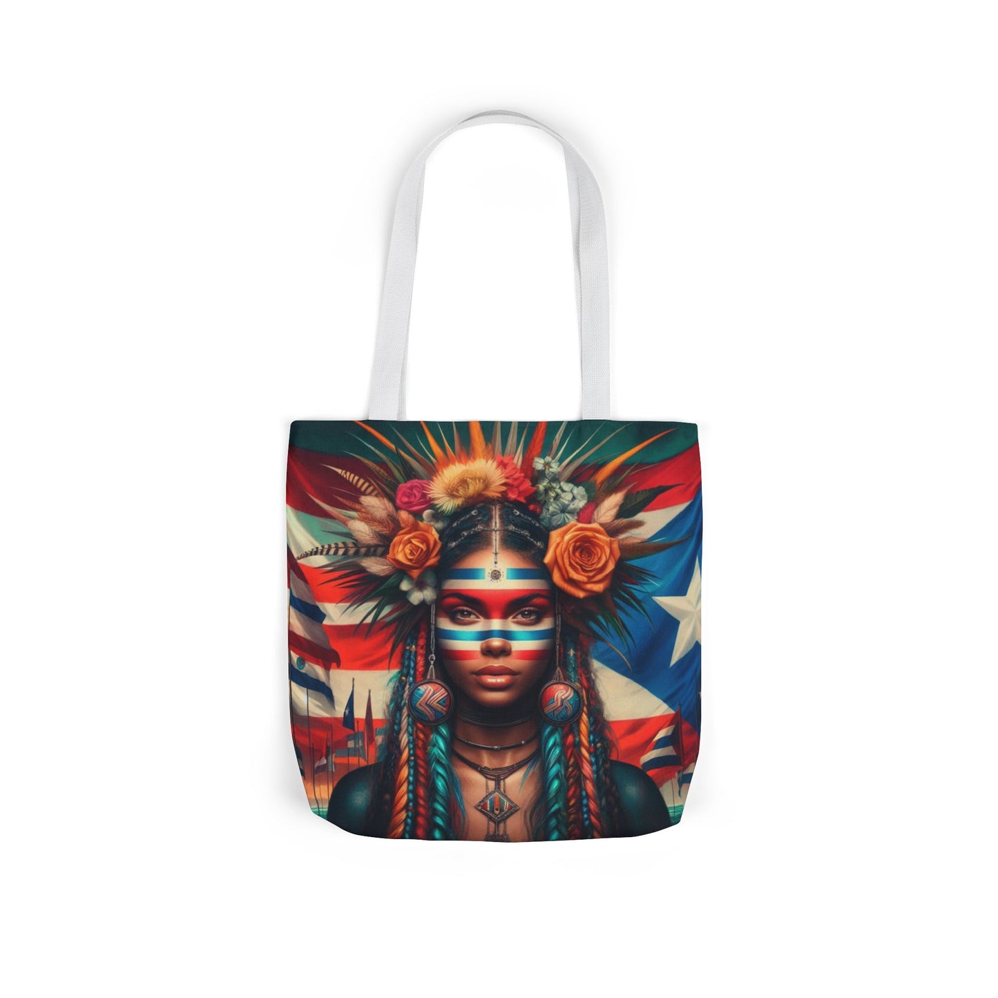 PUERTO RICO Canvas Tote Bag, 5-Color Straps