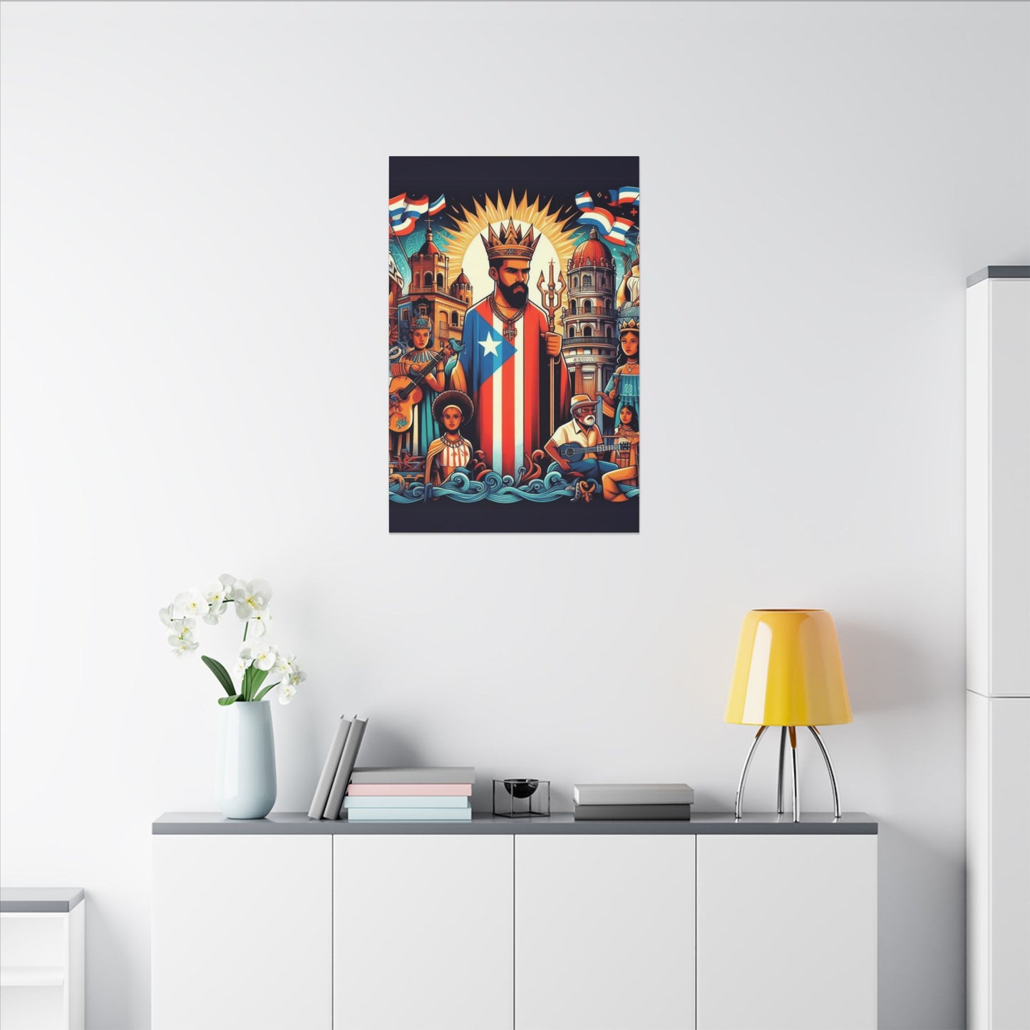 Vibrant Puerto Rican Art Canvas, Cultural Wall Decor, Celebration Decor, Unique Gift, Home Accent, Multi-Size