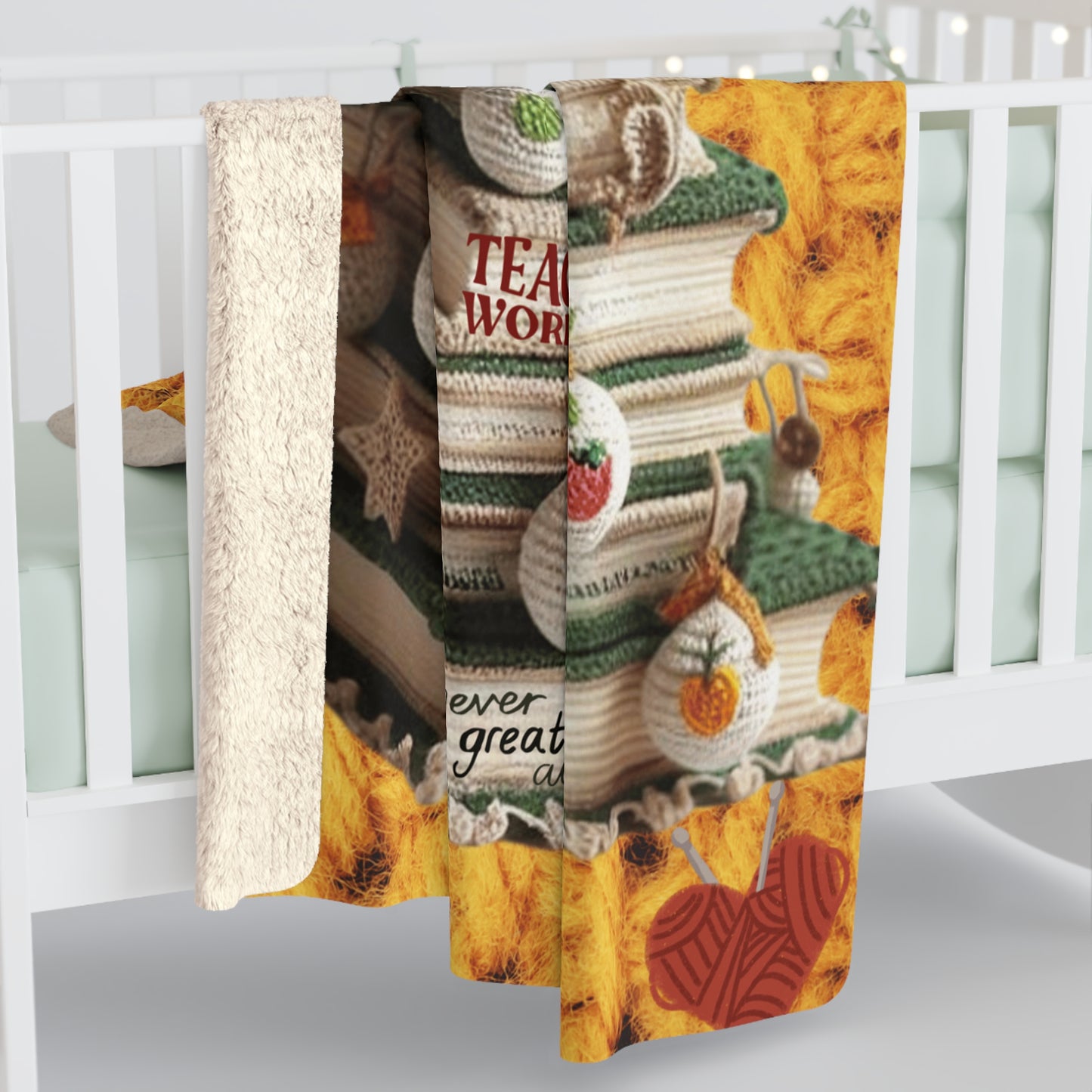 Teacher Appreciation Sherpa Blanket — "Teaching Is a Work of Heart" Cozy Fleece Throw