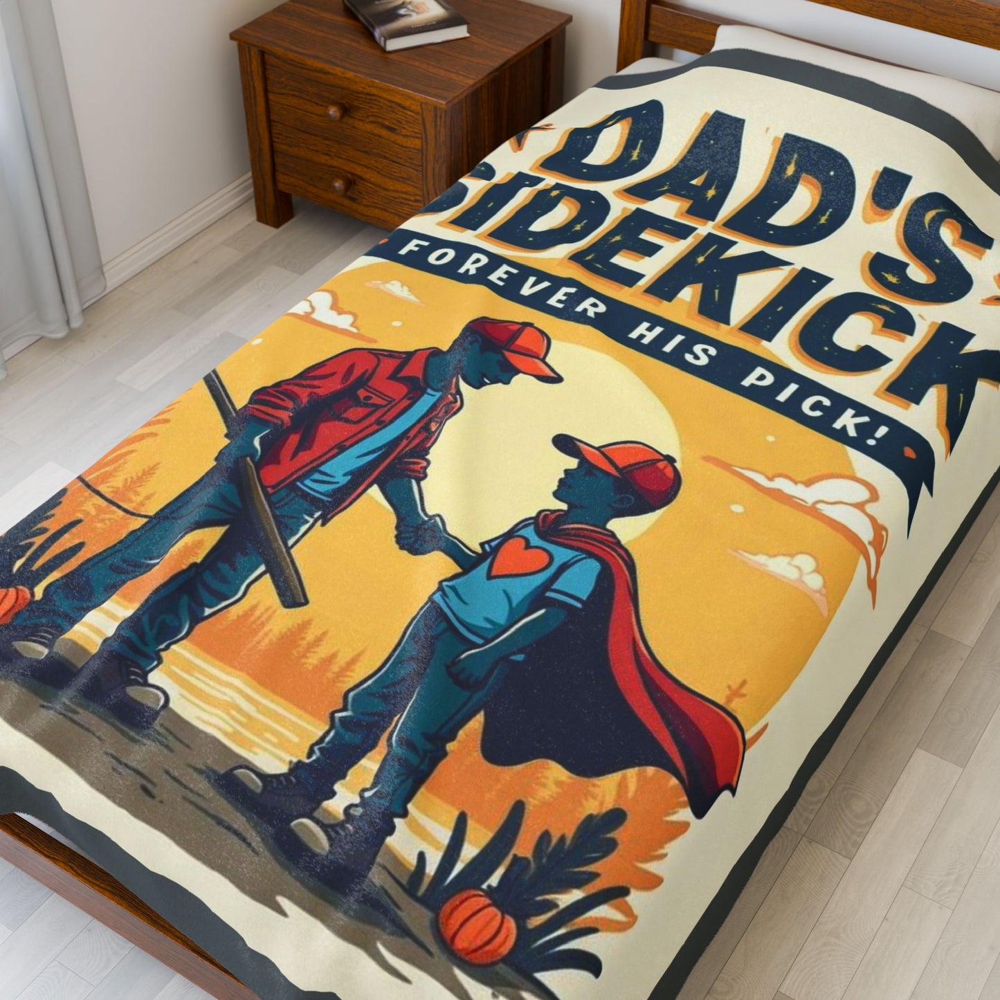 Dad's Sidekick Plush Blanket, Cozy Throw for Father & Son, Father's Day Gift, Family Bonding, Kid's Room Decor