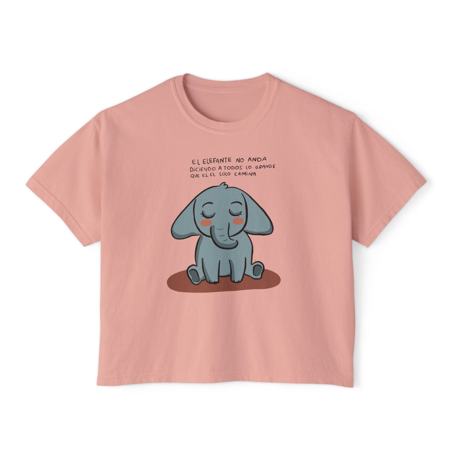 🌸 🧘♀️ Viste tu paz – Que tu energía hable primero Cute Elephant Women's Boxy Tee, Relaxed Fit Shirt, Gift for Animal Lovers, Casual Wear,