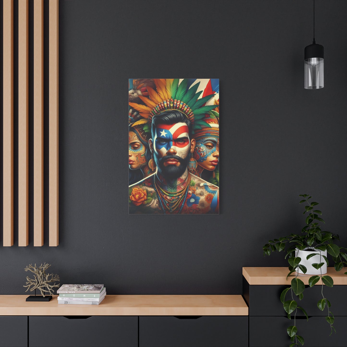 La Isla del Encanto Taíno Symbol Design Vibrant Cultural Art Canvas Print, Wall Decor, Home Decoration, Unique Artwork, Bohemian Style, Gift for Art Lovers