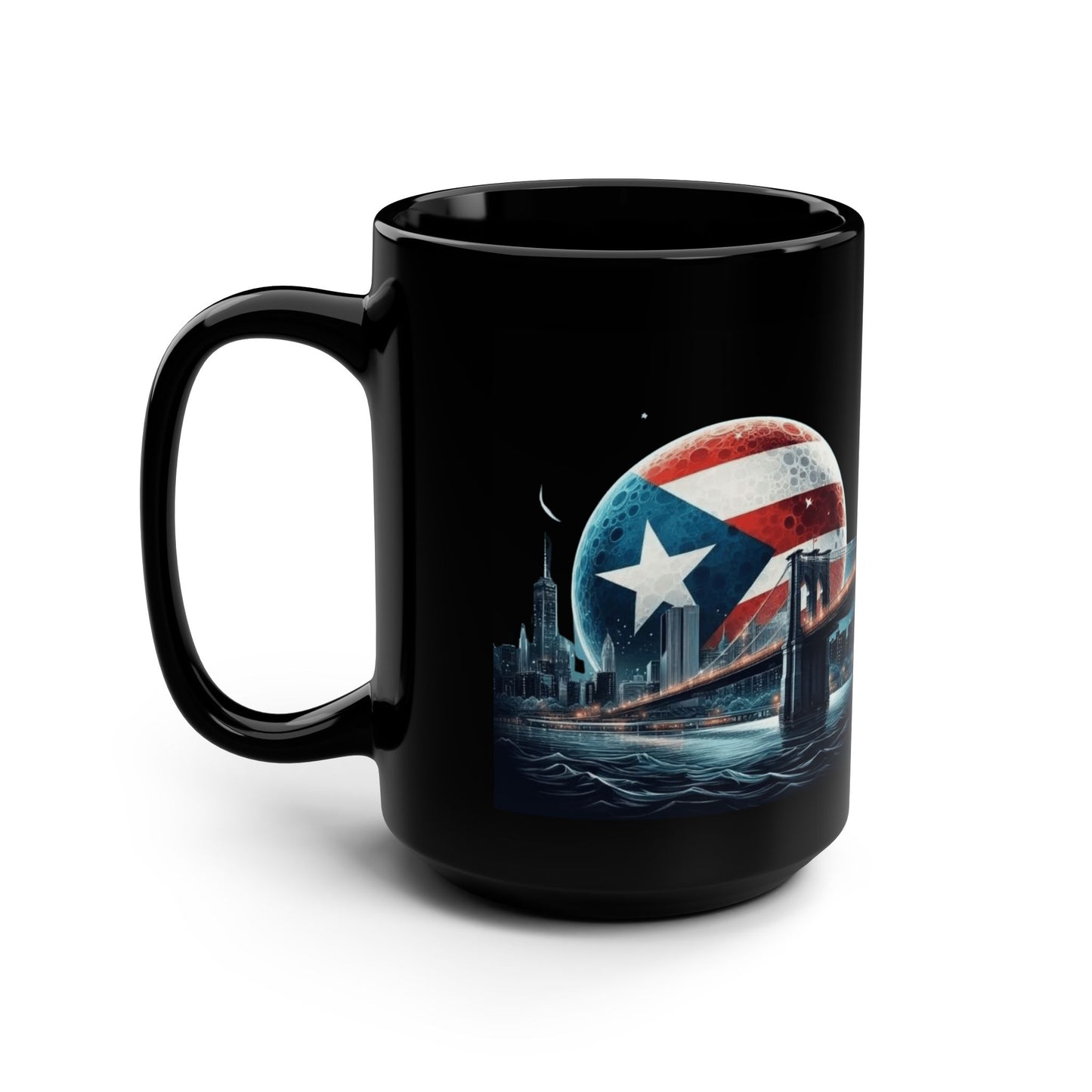 Viva Puerto Rico Puerto Rican Flag Mug Patriotic Black Mug, 15oz