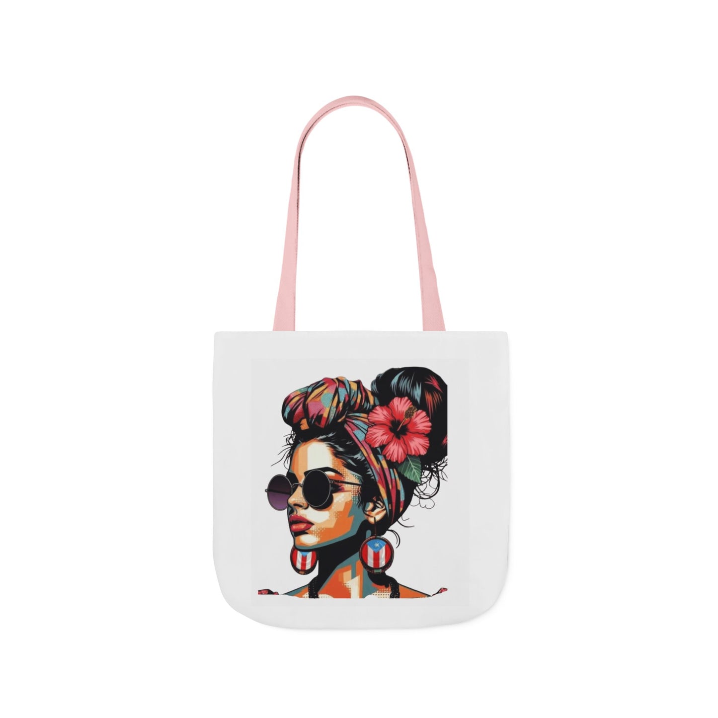 Carry Your Culture – Puerto Rican Pride in Every Step Chic Canvas Tote Bag - Stylish Floral Portrait, Trendy Beach Carryall, Mother's Day Gift, Everyday Shopper, Art Lovers Essential