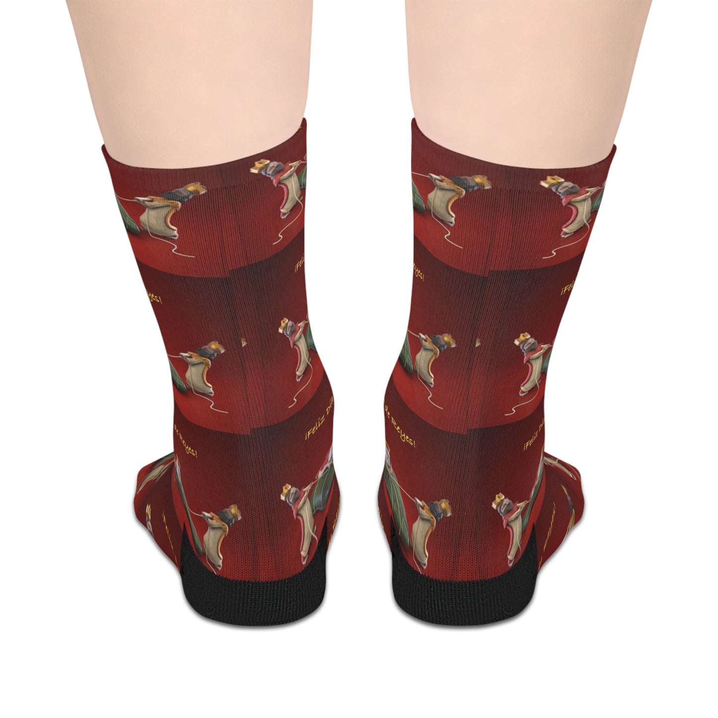 Navidades en Puerto Rico con Pasteles Christmas Dachshund Socks Red Holiday Mid‑Calf Dog Pattern