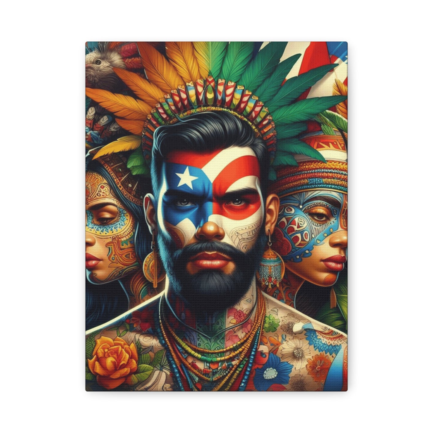 La Isla del Encanto Taíno Symbol Design Vibrant Cultural Art Canvas Print, Wall Decor, Home Decoration, Unique Artwork, Bohemian Style, Gift for Art Lovers