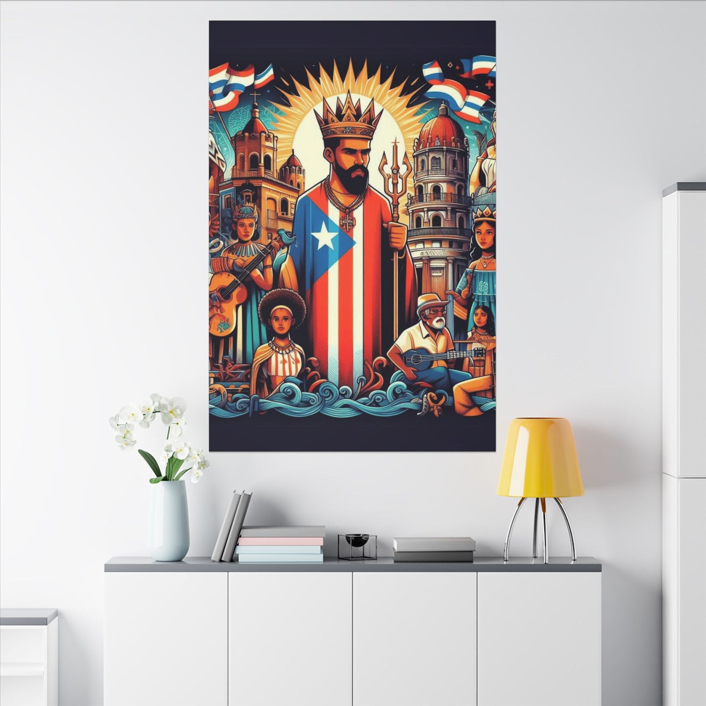 Vibrant Puerto Rican Art Canvas, Cultural Wall Decor, Celebration Decor, Unique Gift, Home Accent, Multi-Size