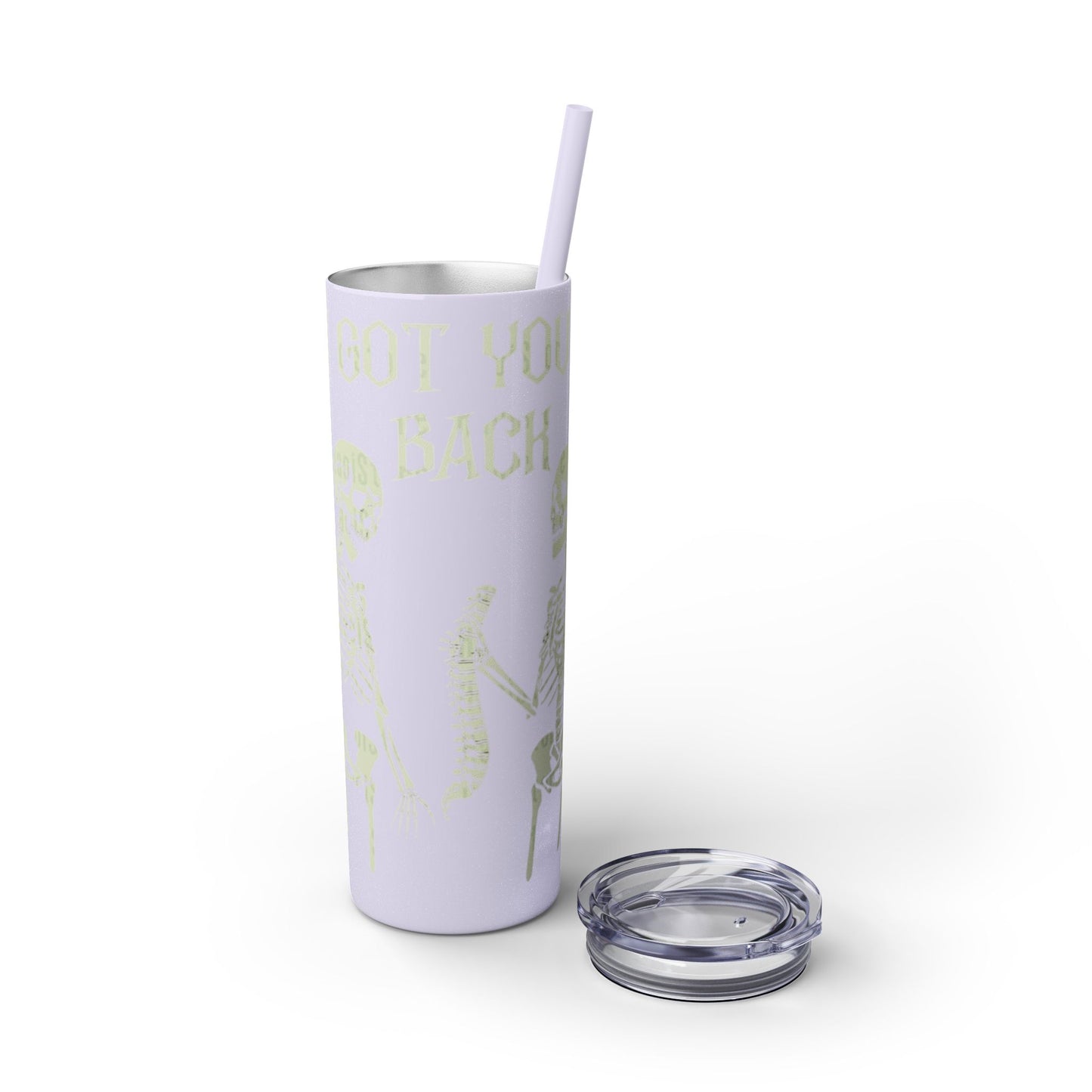 Halloween Skeleton-Themed Tumbler, Got Your Back Drinkware, I Got Your Back Skinny Tumbler, Cute Gifts for Halloween, Fun Vibes for Parties