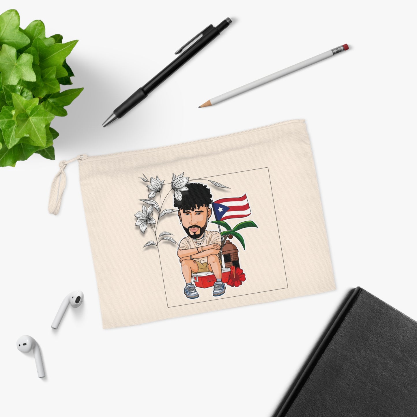 Puerto Rican Pride Pencil Case, Cute Cartoon Stationery Pouch, School Supplies, Gift for Students, Office Organizer