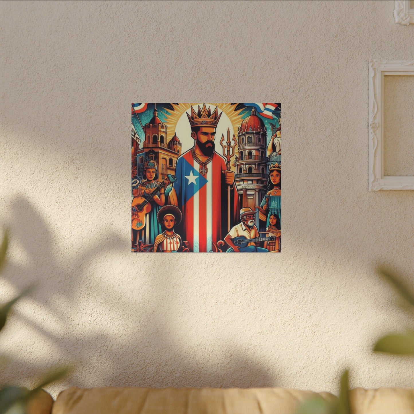 Vibrant Puerto Rican Art Canvas, Cultural Wall Decor, Celebration Decor, Unique Gift, Home Accent, Multi-Size