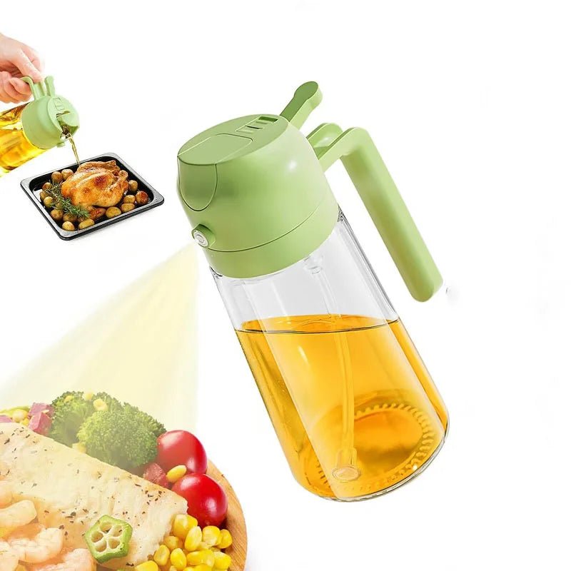 2 - in - 1 Oil Spray Bottle – Refillable Plastic Kitchen Sprayer for Cooking, Olive Oil, BBQ & Vinegar - Metamorphosis Creations